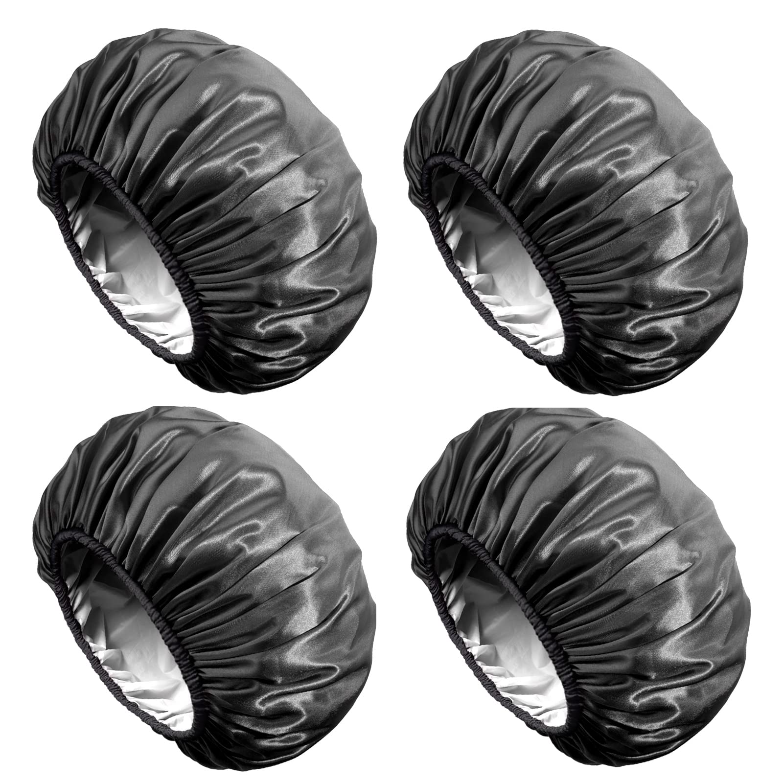 Aquior Shower Cap, Extra Large Shower Cap For Men, Satin Eva Double Layer Waterproof Reusable Hair Cap For Women Long Hair(All B
