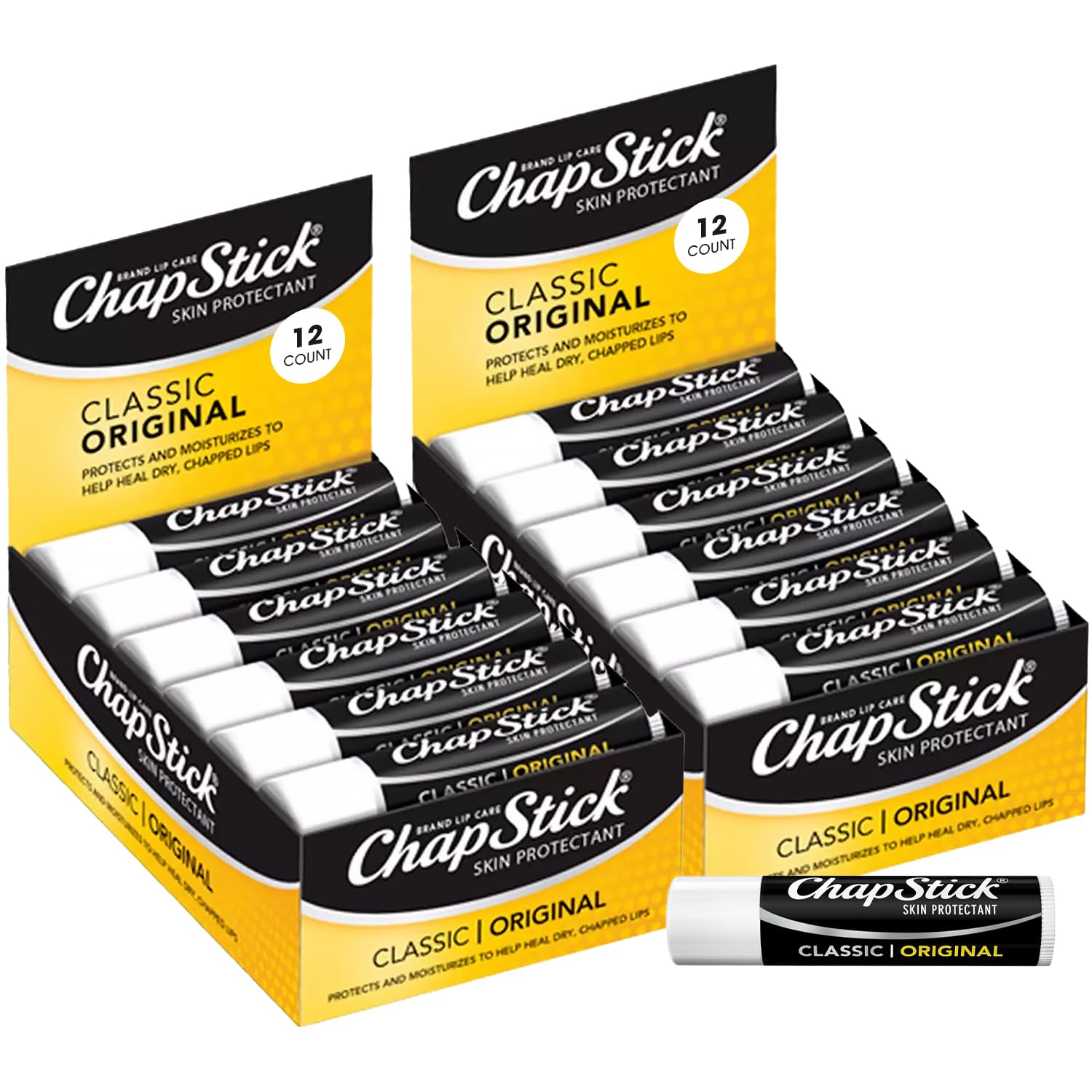 ChapStick Bulk Lip Balm, Classic Original 24-Count - Lip Moisturizer for Dry Lips, 0.15 Ea