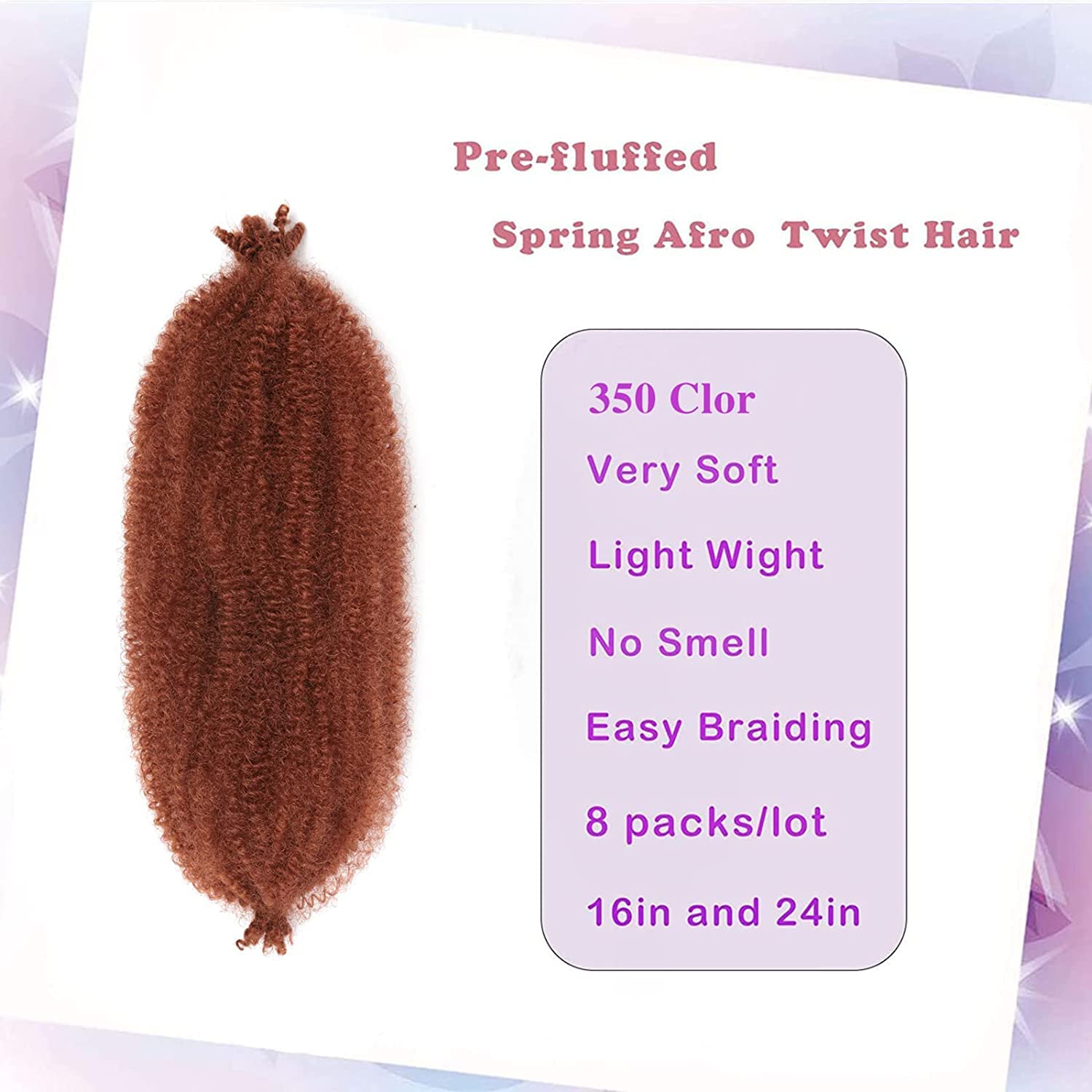 8 Packs Springy Afro Twist Hair 14 Inch Pre-Separated Kinky Marley Twist Braiding Hair Soft Crochet For Distressed Faux Locs Spr