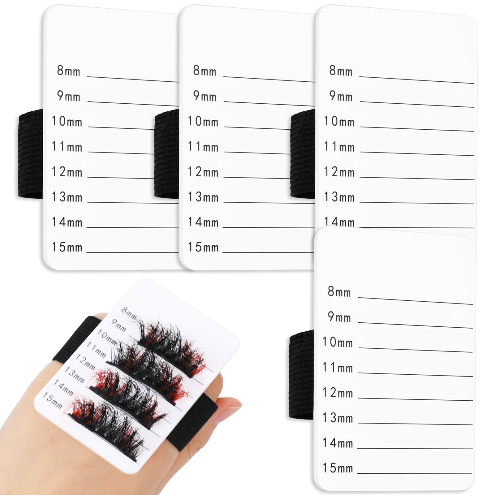 False Lash Tray, 4 Pack Lash Holder Lash Tiles for Lash Extension Supplies Eyelash Extension Hand Pallet with Adjustable Wrist S