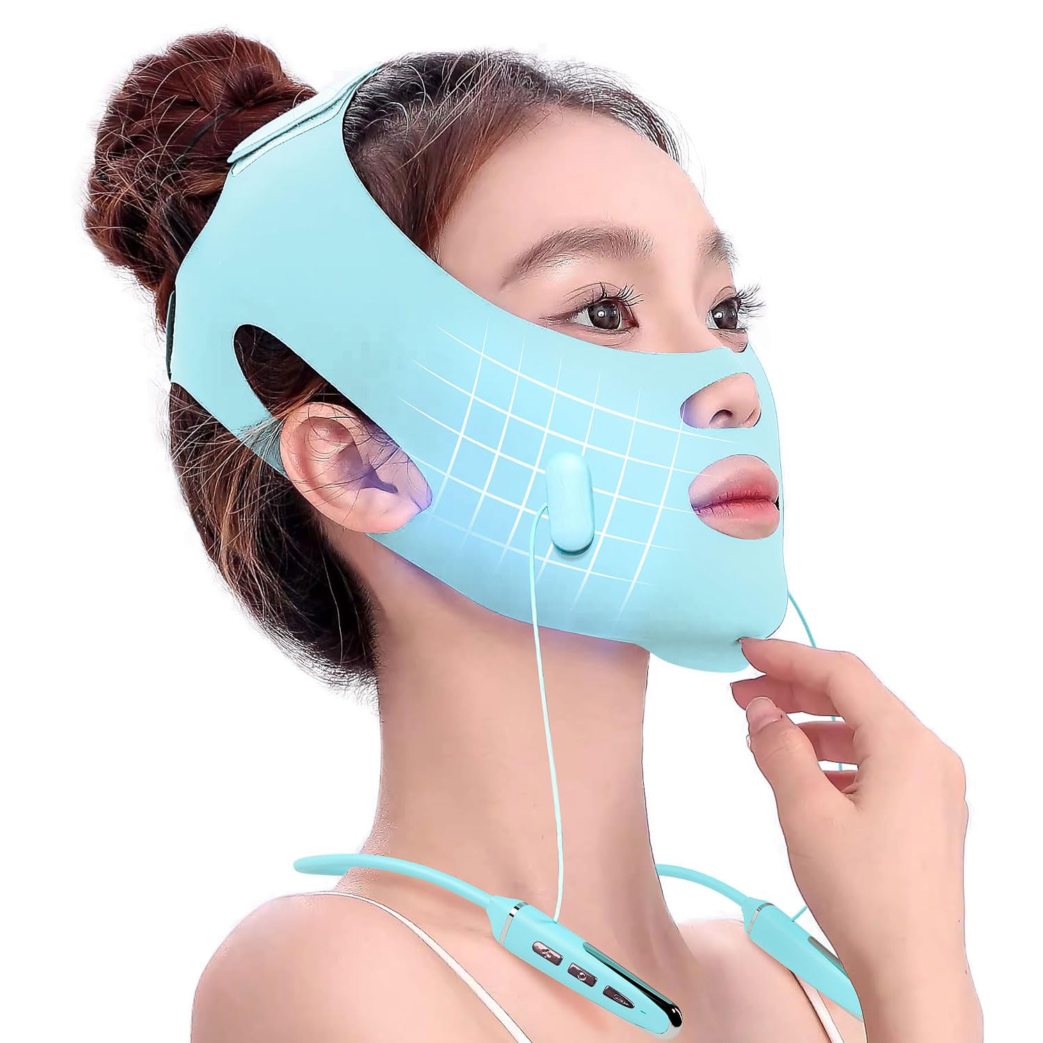 Face Belts with Adjustable Straps,Double Chin Reducer and Face Lift Device with 4 Modes and 5 Gear Adjustable Intensities,Double