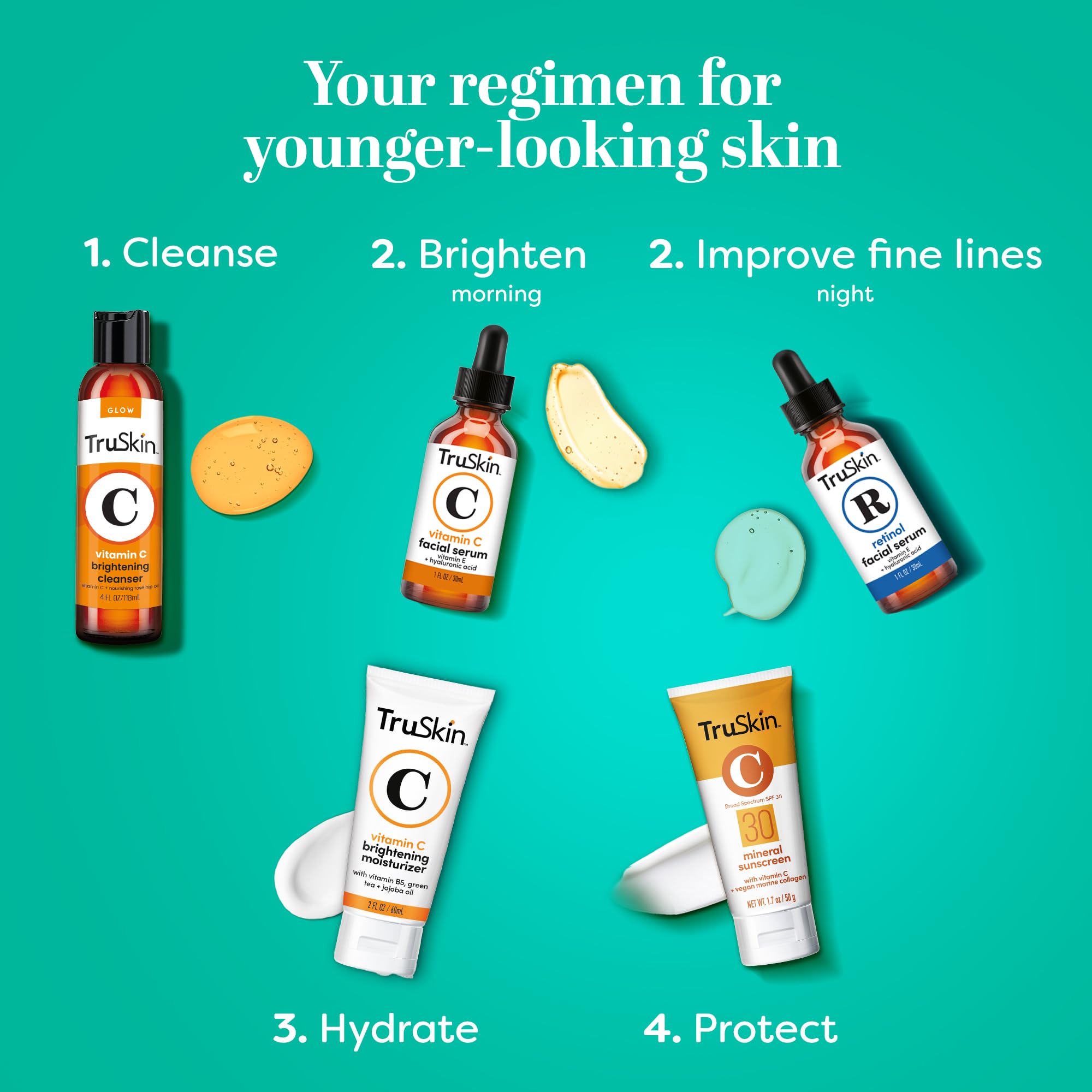 TruSkin Face Serum Duo - Retinol Serum for Face & Vitamin C Serum - Anti Aging Skin Care Set for Women - Skin Care for Bright, S