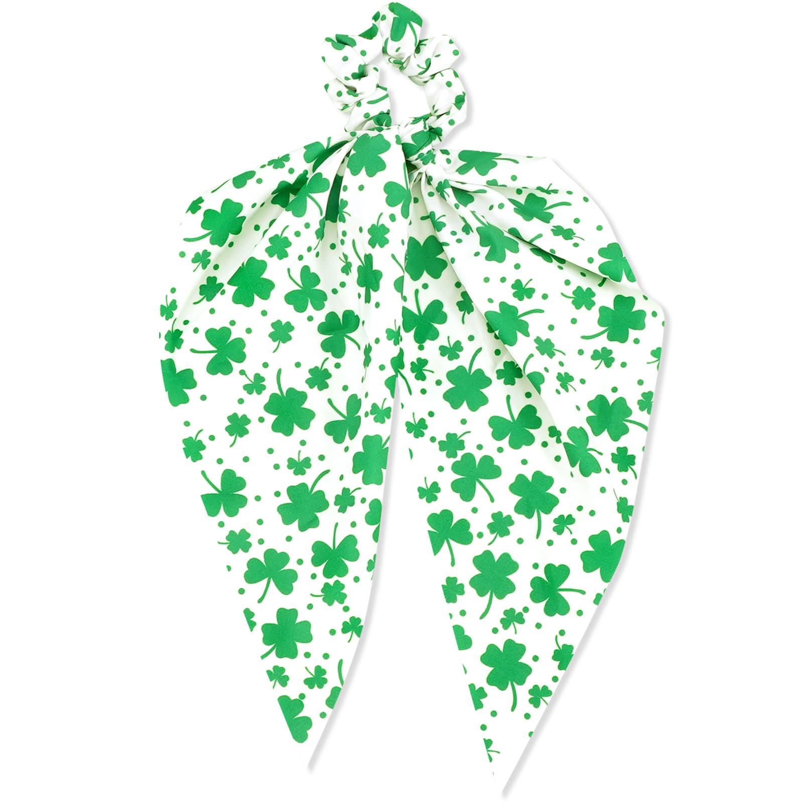 St.Patricks Day Hair Ties for Women Teen Girls Green Irish Shamrock Hair Scrunchies Lucky Leaf Clover Hair Tie Ribbon Hair Bows