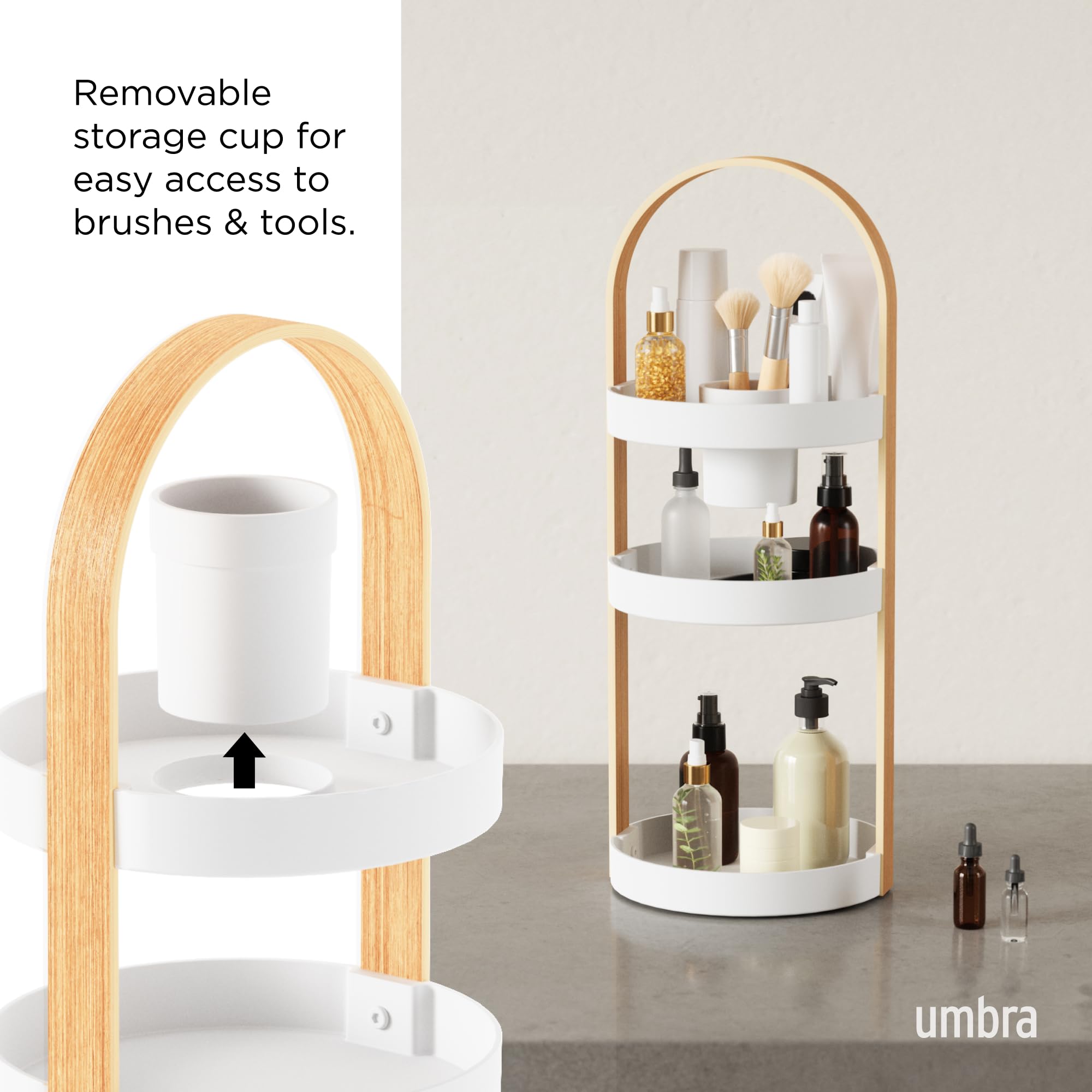 Umbra Bellwood Cosmetic Organizer, (50.2x19.5x19.3cm), White/Natural