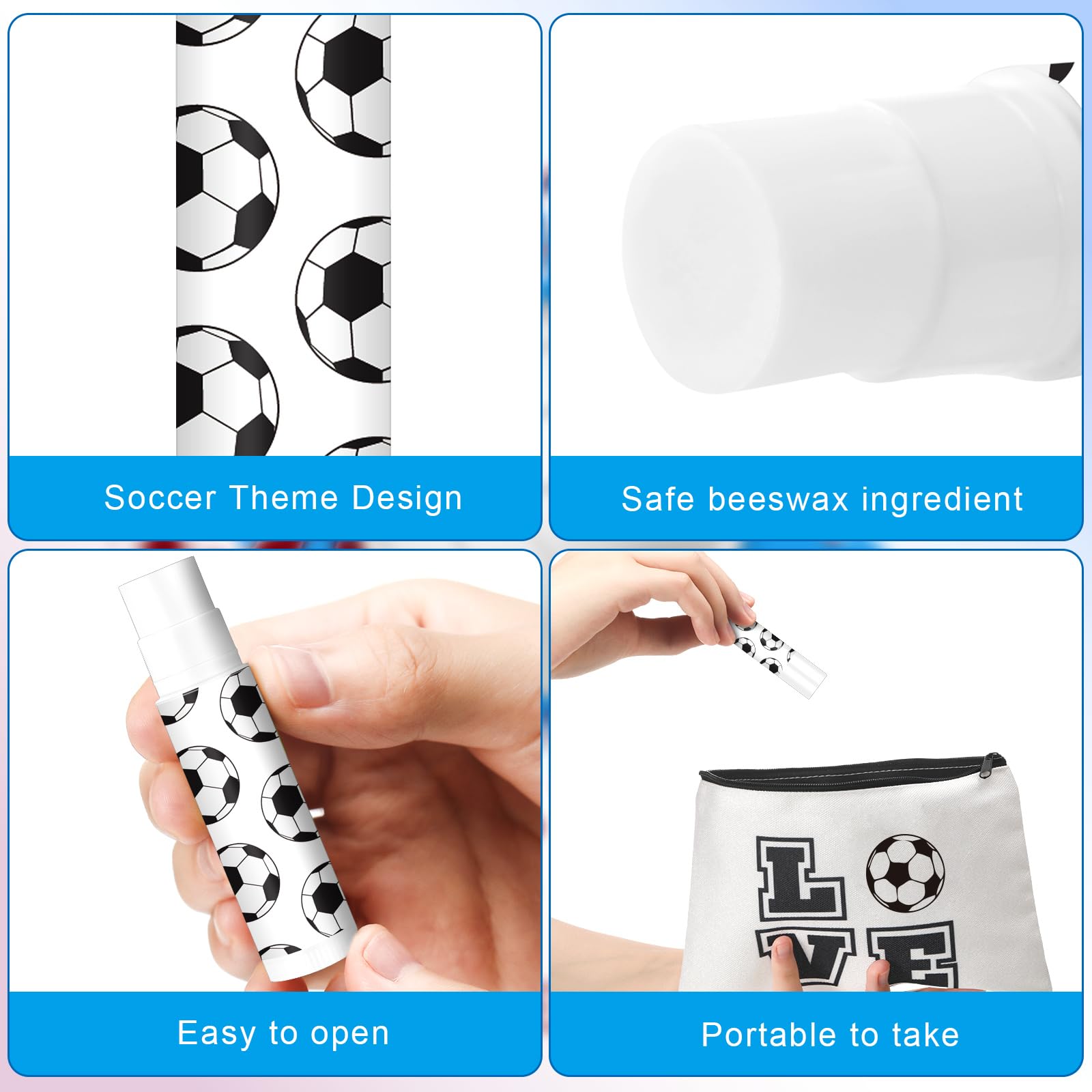 Heigble 24 Pcs Soccer Lip Balm for Soccer Team Gifts Sports Moisturizing Jasmine Taste Lipstick for Women Players Sports Fans Pa