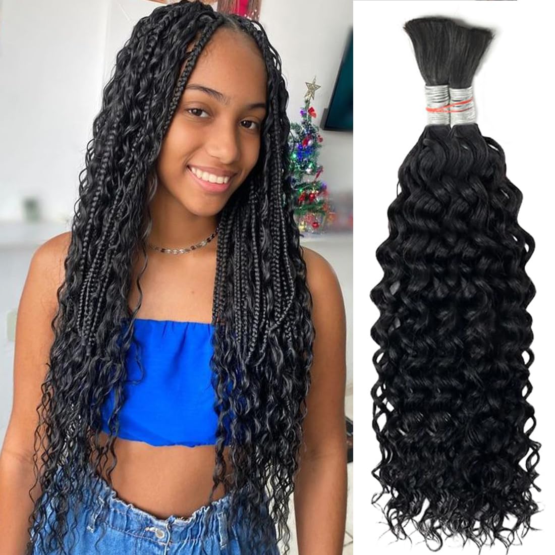 Curly Wave Bulk Human Hair For Braiding No Weft Unprocessed Brazilian Virgin Human Hair Extensions Wet And Wavy Micro Braiding H