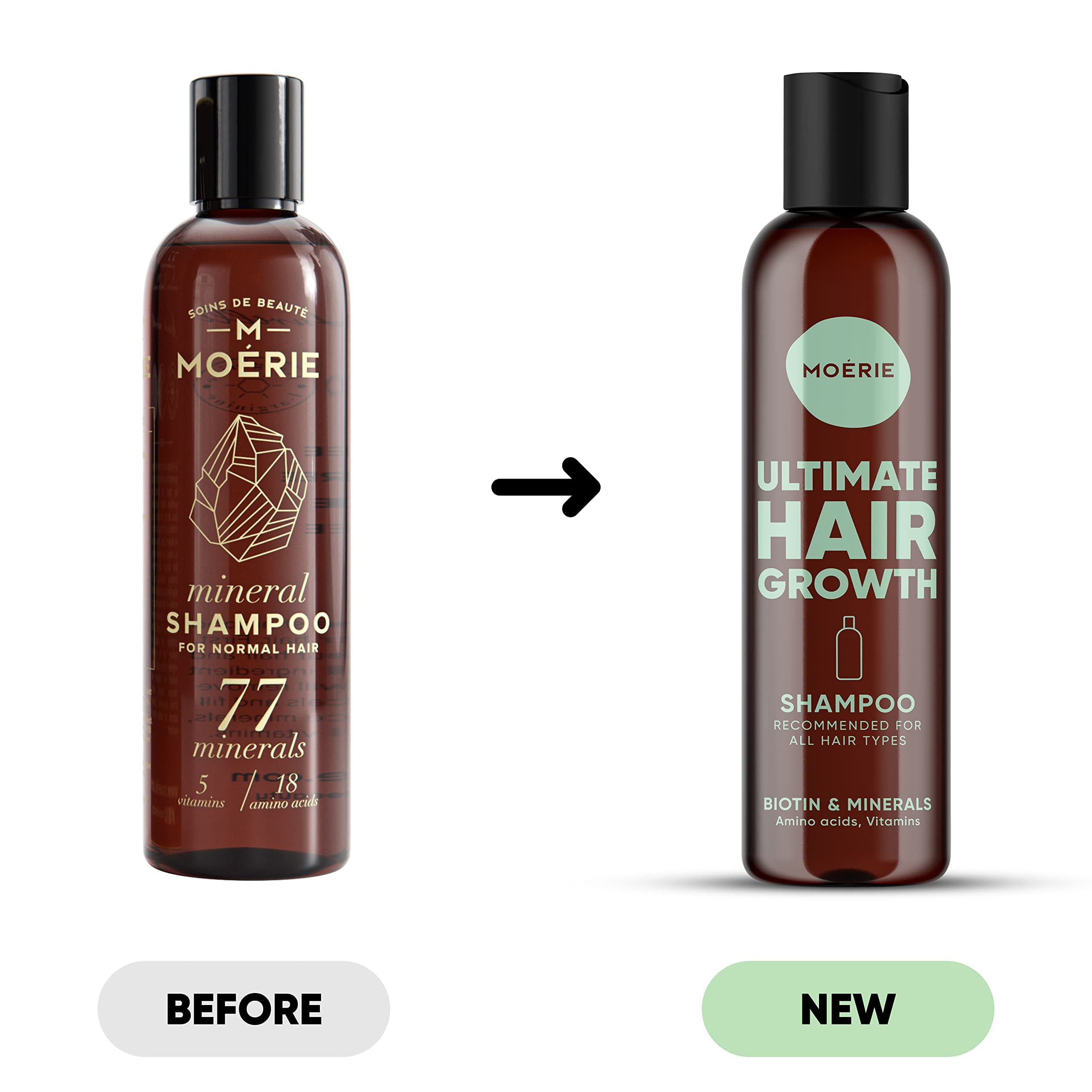 Moerie Ultimate Hair Growth Shampoo - For Longer, Thicker, Fuller Hair - Vegan Friendly Volumizing Hair Products - Paraben & Sil