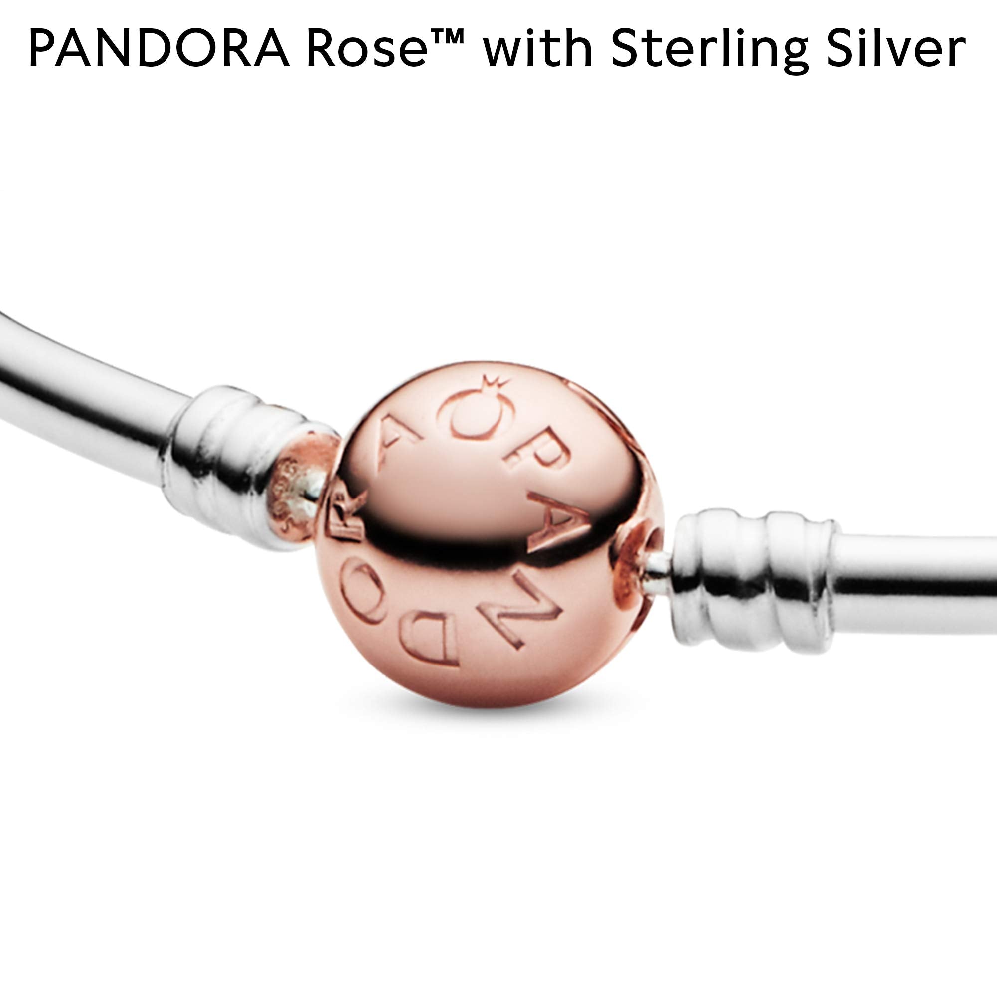 PANDORA Silver Bangle w Rose Clasp