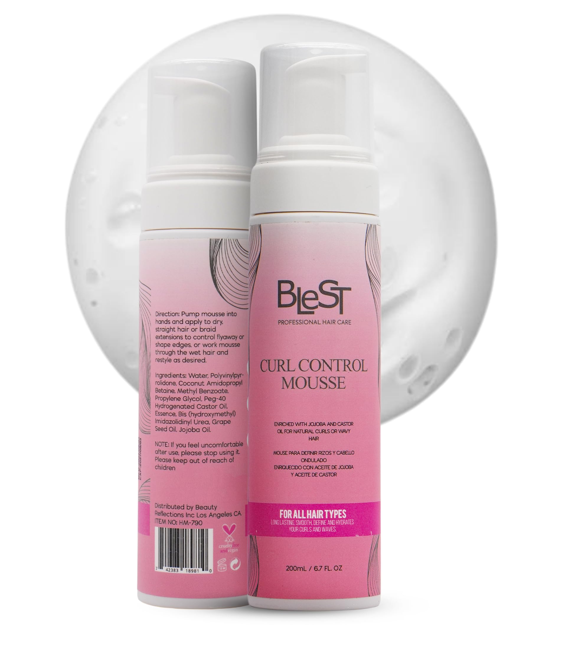 BLEST PROFESSIONAL HAIR CARE Curl Control Mousse for Curly Hair  Lightweight Hair Mousse for Wavy Hair Styling  Vegan Hair Pro