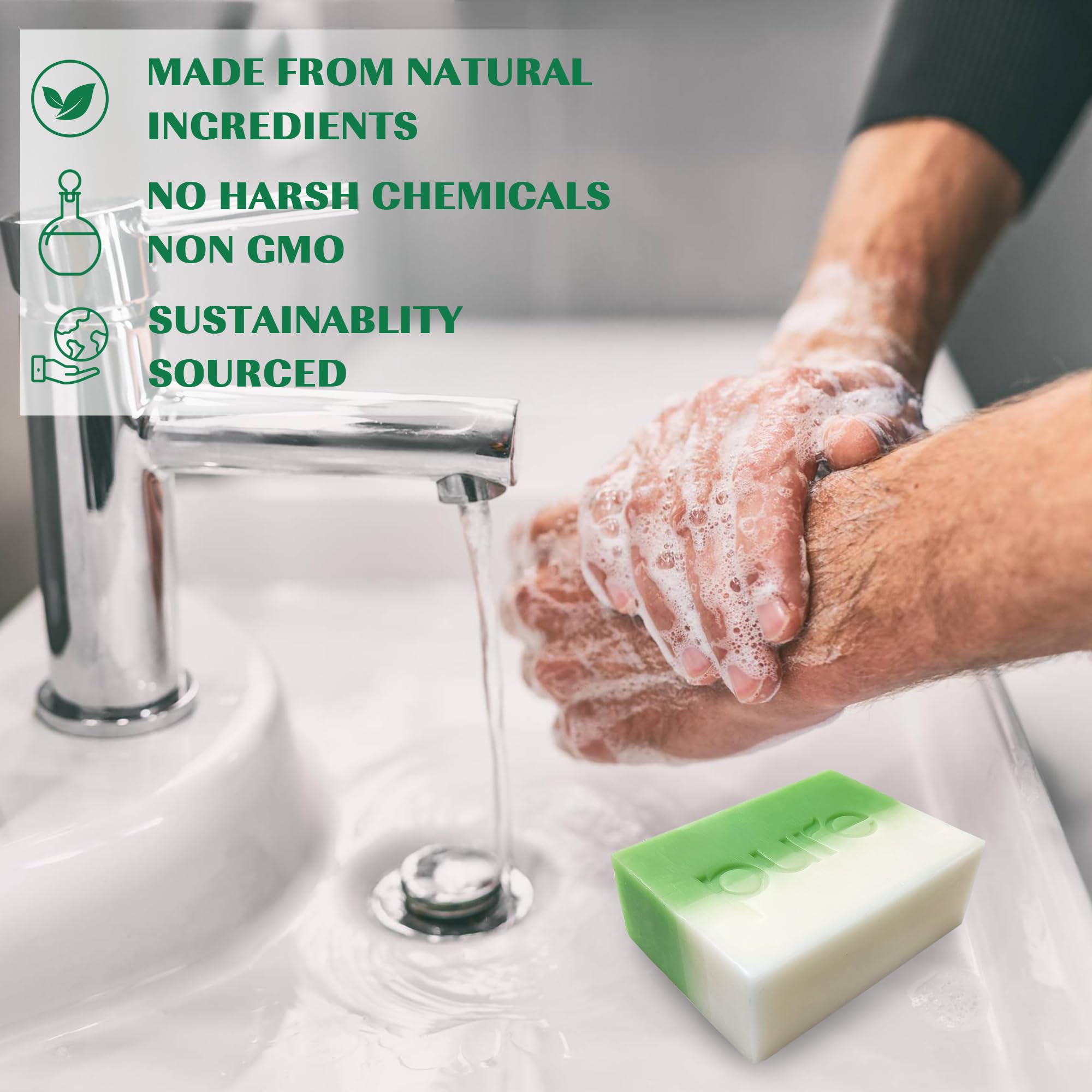 Natural Handmade Essential Oil Artisan Soap Bars. Hypoallergenic Moisturizing Shea Butter, Coconut Oil & Jojoba Oil -Body Soap,