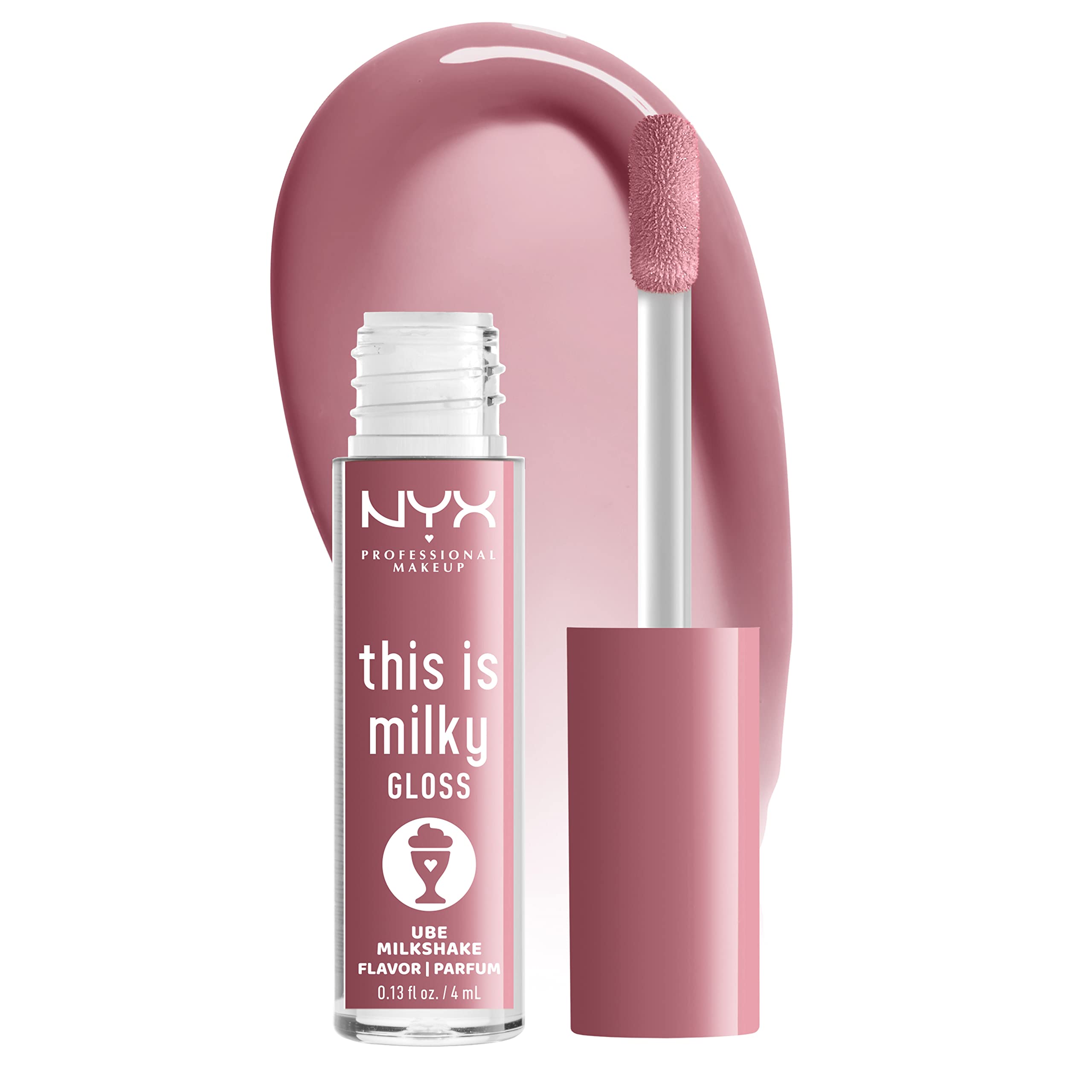 NYX PROFESSIONAL MAKEUP This Is Milky Gloss, Lip Gloss with 12 Hour Hydration, Vegan  Ube Milkshake (Mauve Purple)