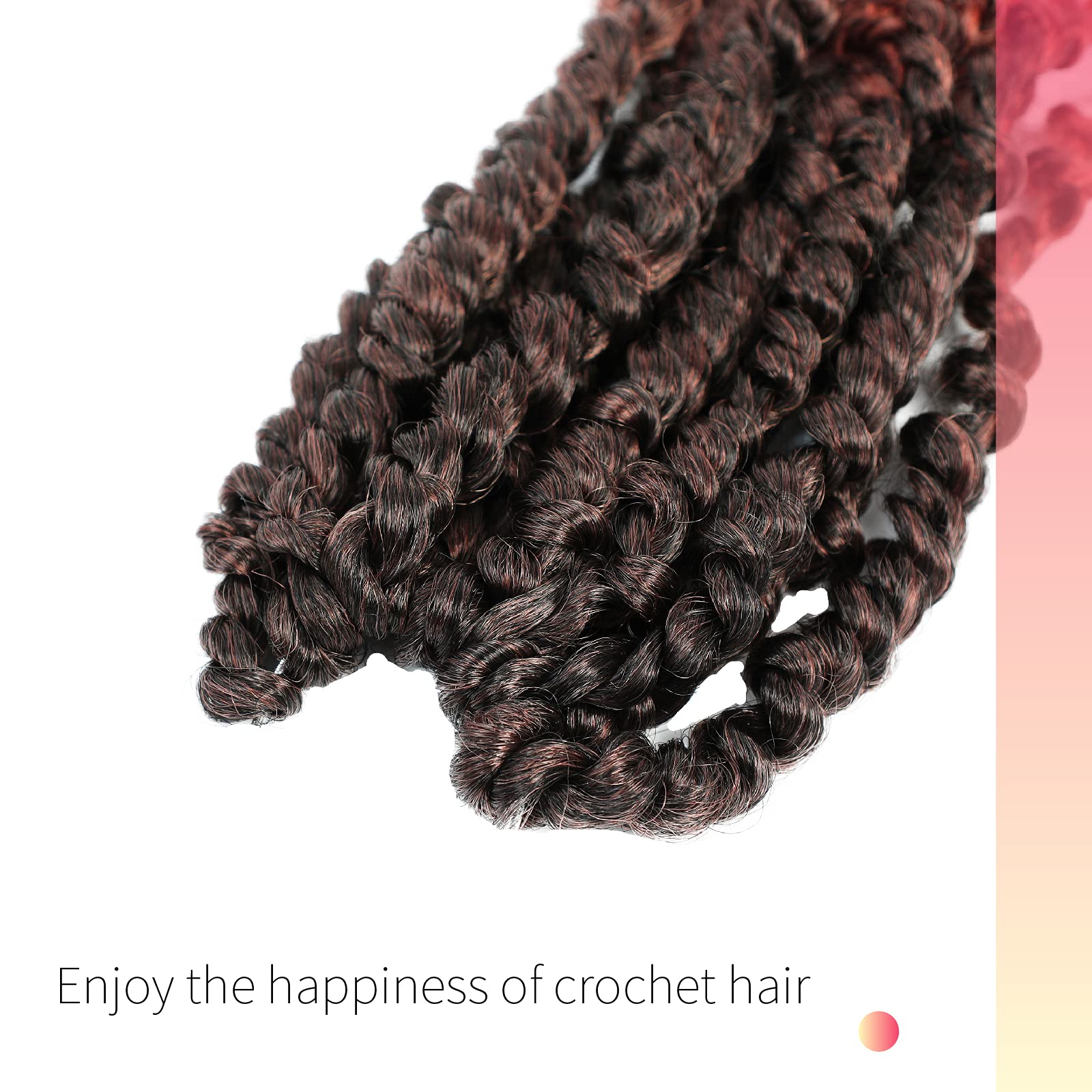 BOHOBABE Pre-twisted Passion Twist Crochet Hair, 14 Inch, 8 Packs, Synthetic, T350 Ombre Ginger Red