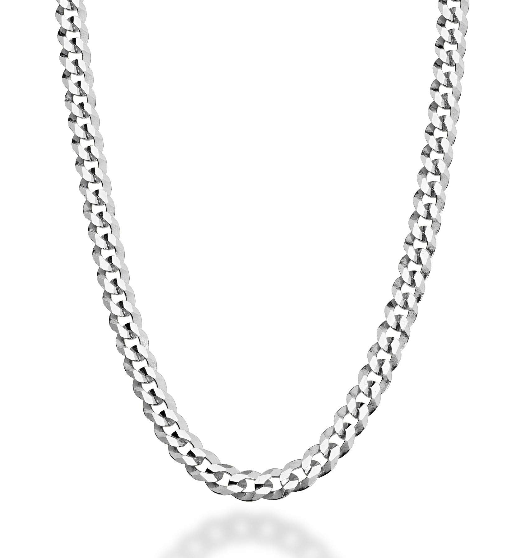 Miabella Solid 925 Sterling Silver Italian 5mm Diamond Cut Cuban Link Curb Chain Necklace for Women Men, Made in Italy (26 Inche