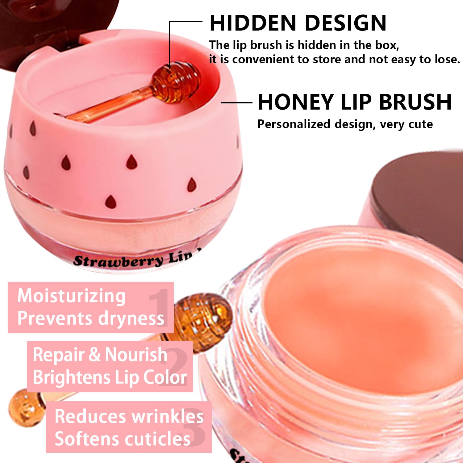 5 Pcs Bee Balm Lip Balm Lip Mask Honey Pot, Lip Mask Propolis Moisturizing Lip Balm, Hydrating Prevention Dry And Cracked Lip Sc