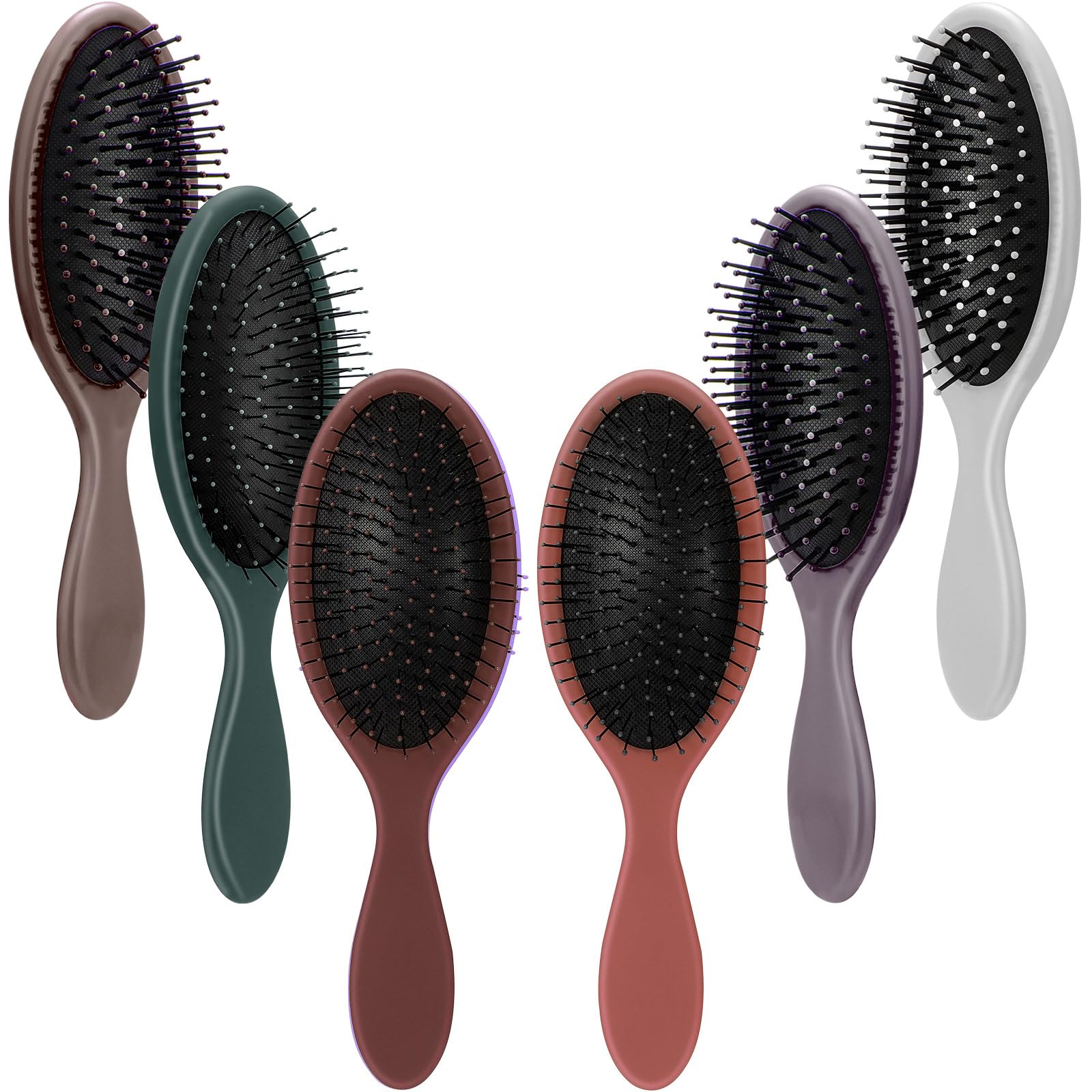 Nuenen 6 Pcs Wet Detangler Hair Brush Travel Dry Hair Brushes Detangling Hairbrush with Soft Bristles for Women Men Girls Boys (