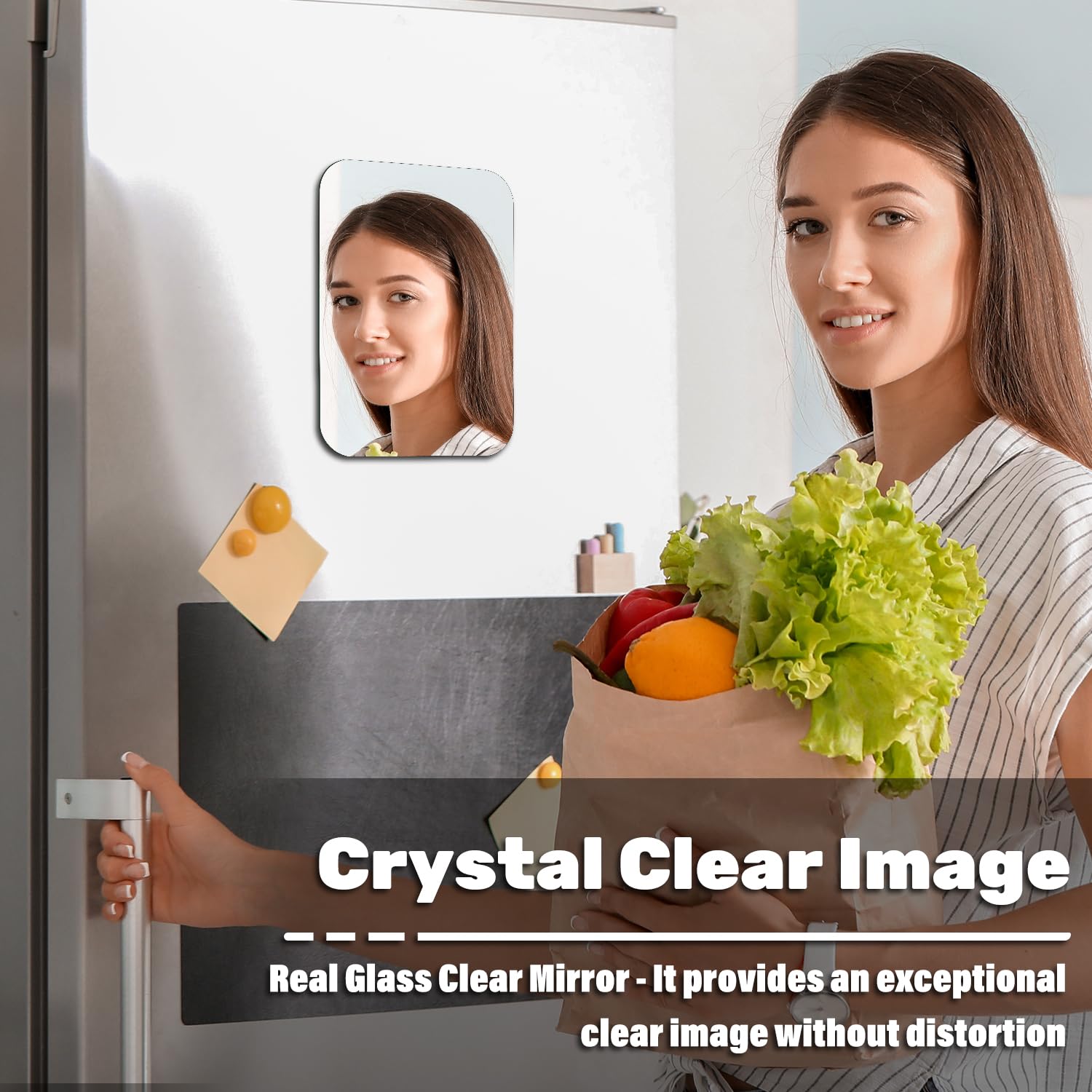 Tooackl Magnetic Locker Mirror, 4 x 6 Super Clear Reflection Small Real Glass Mirror with Magnetic Back for School Locker Refrig