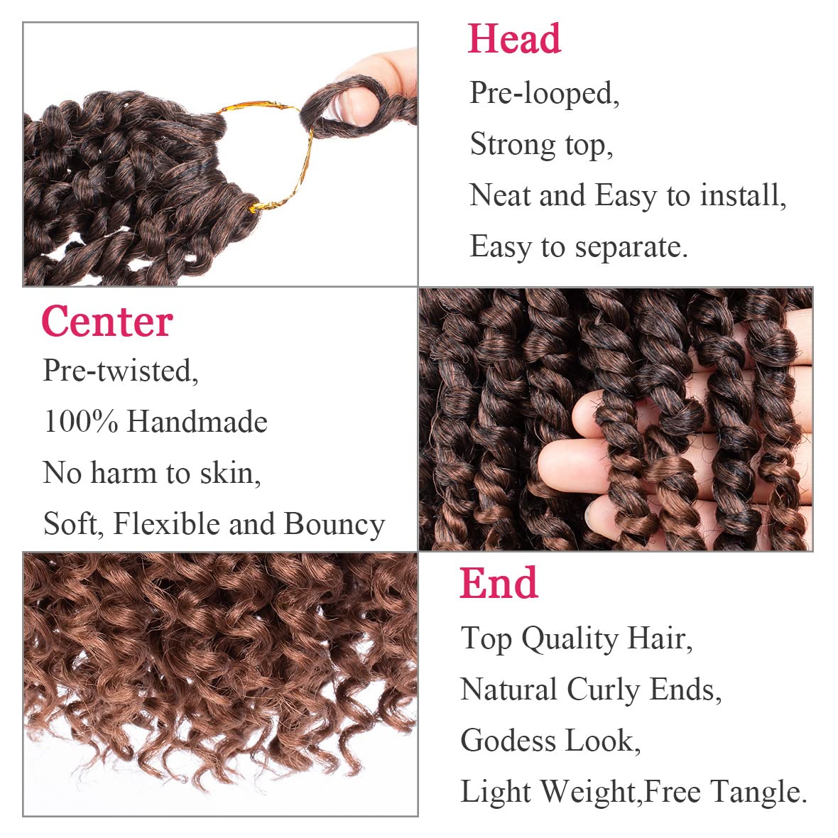 Leeven 8 Packs Ombre Brown Passion Twist Hair 10 Inch Pre Twisted Short Passion Spring Twist Crochet Braids Hair With Curls At T