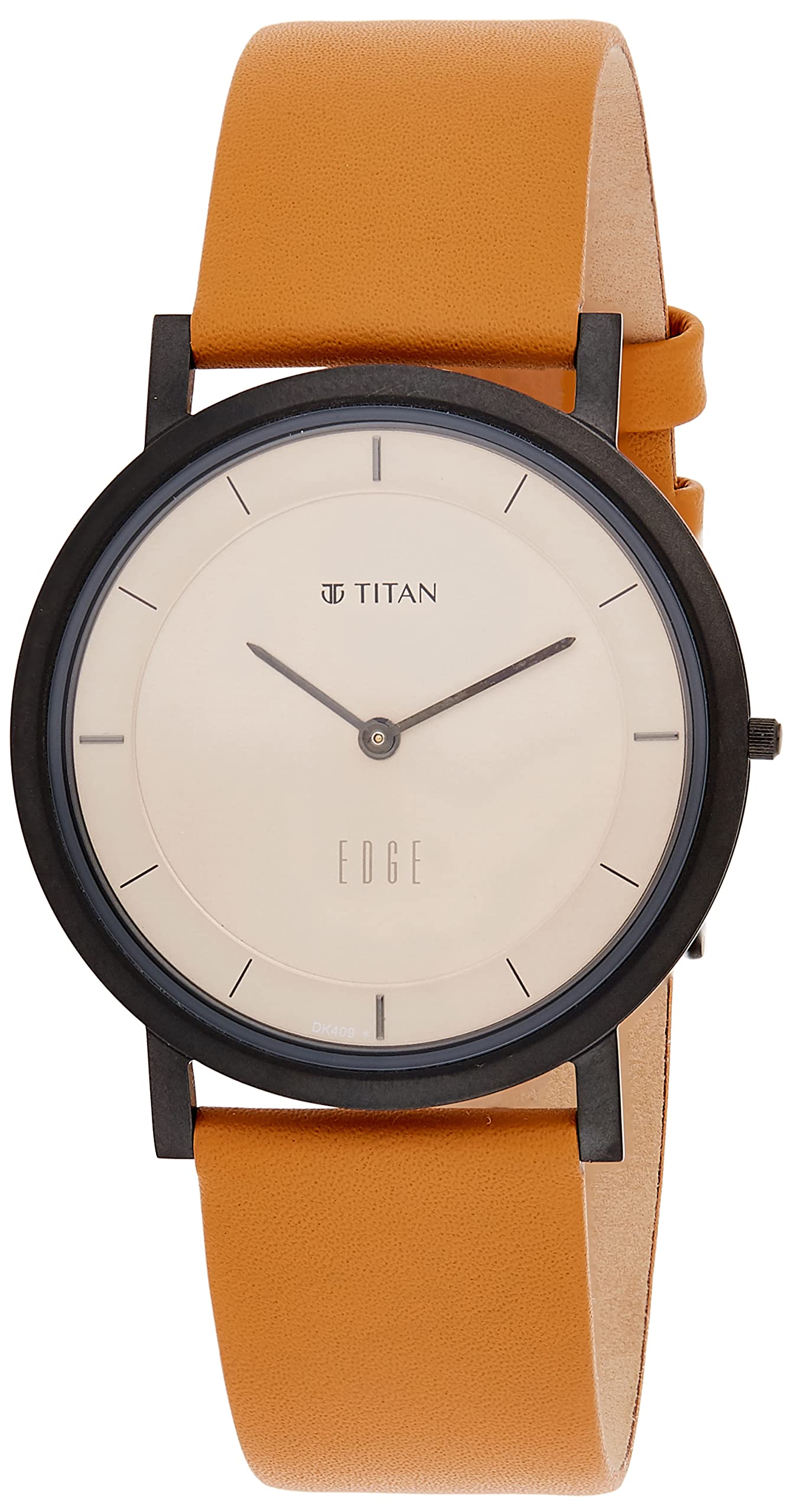 Titan Edge Quartz Analog Beige Dial Tan Leather Strap Watch For Men  Nt1595Ql01