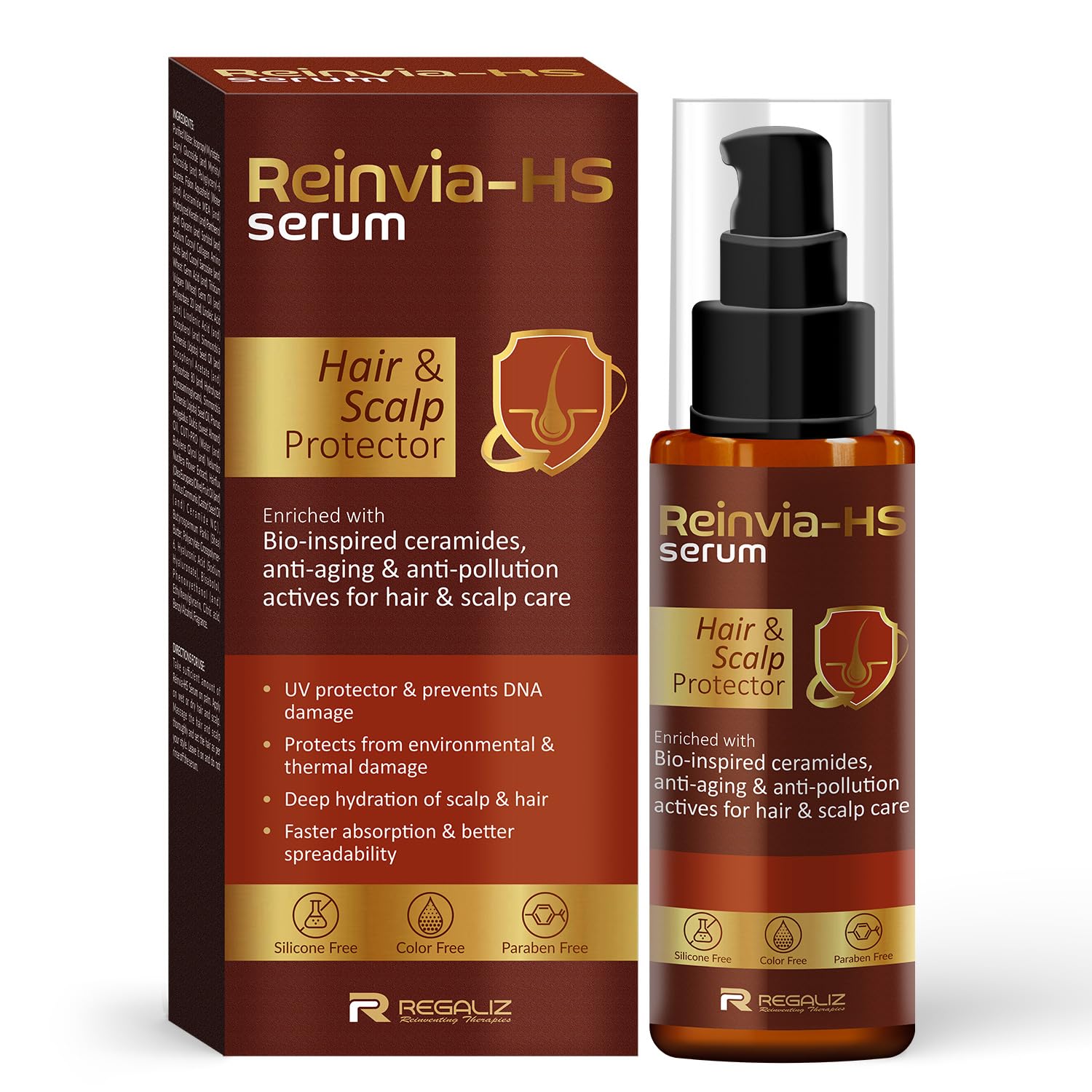 Regaliz ReinviaHs Hair & Scalp Protector Serum With Ceramides For Uv & Environmental Protection, Lightweight & Hydrating Formul
