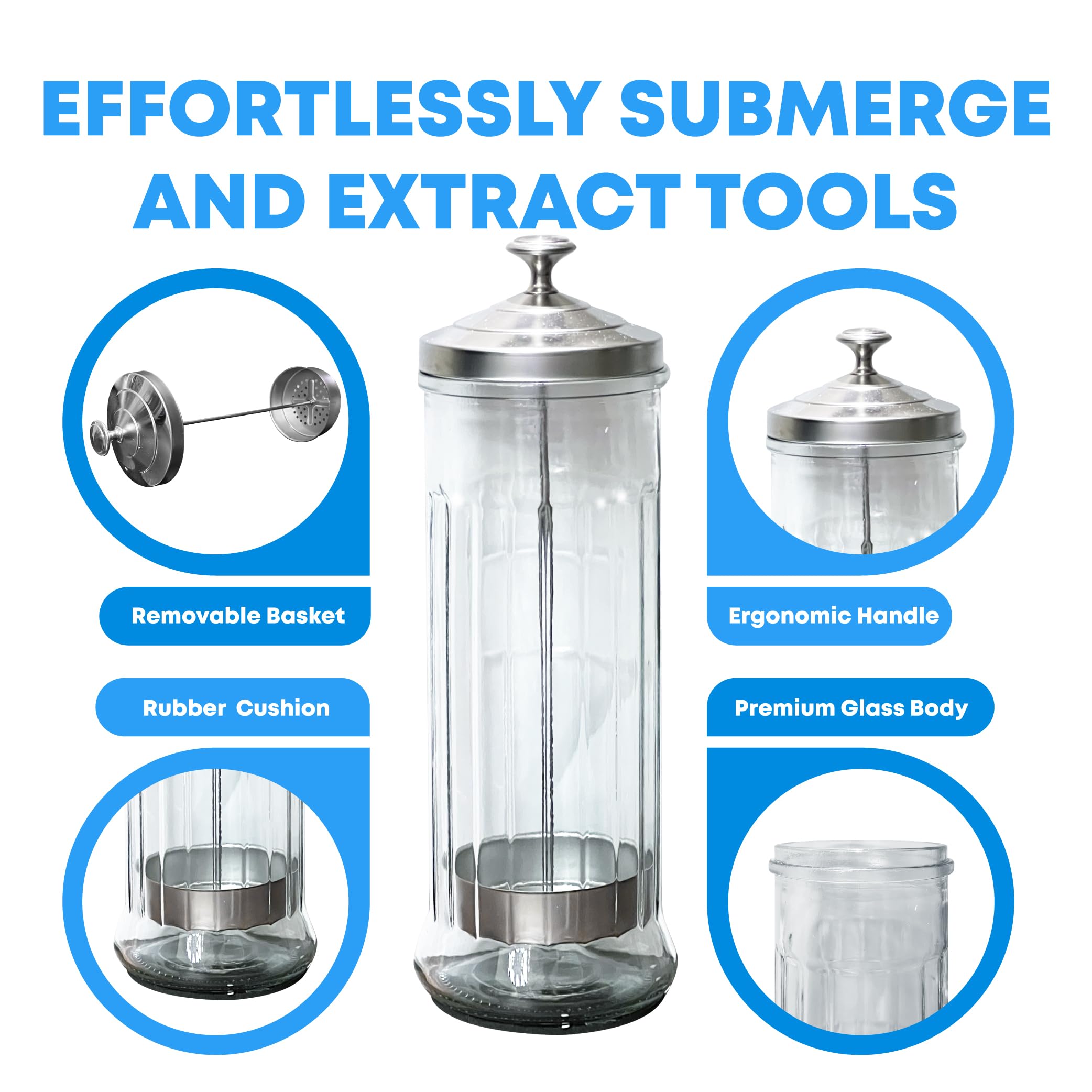 American Hawks 35 Oz Barber Disinfectant Jar Desinfectante Jar Sterlizer Jar Barber Jar Glass Manicure Containers Sanitizer Salo