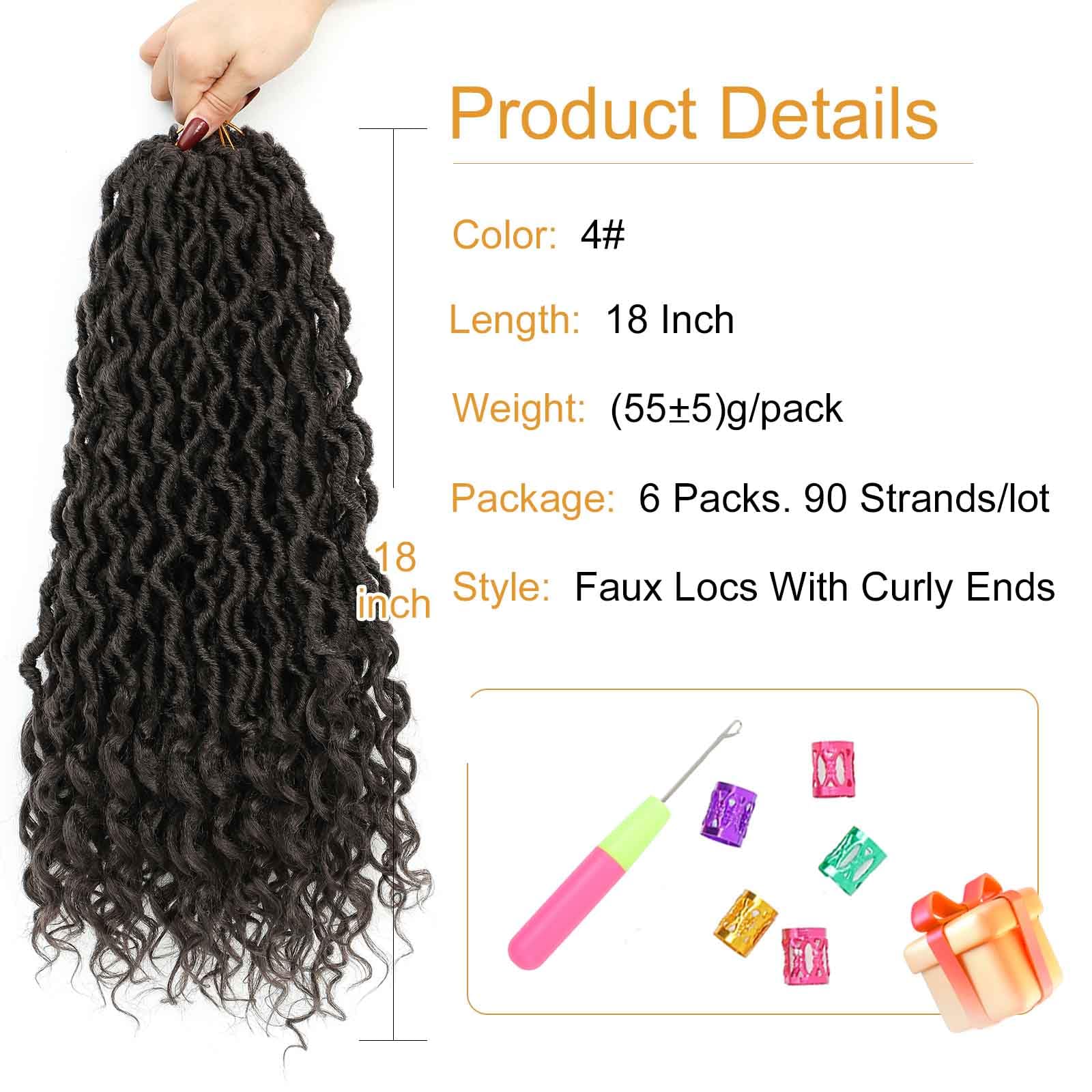 Goddess Locs Crochet Hair 18 Inch Faux Locs Crochet Hair For Black Women Pre Looped Soft Crochet Faux Locs With Curly Ends Godde
