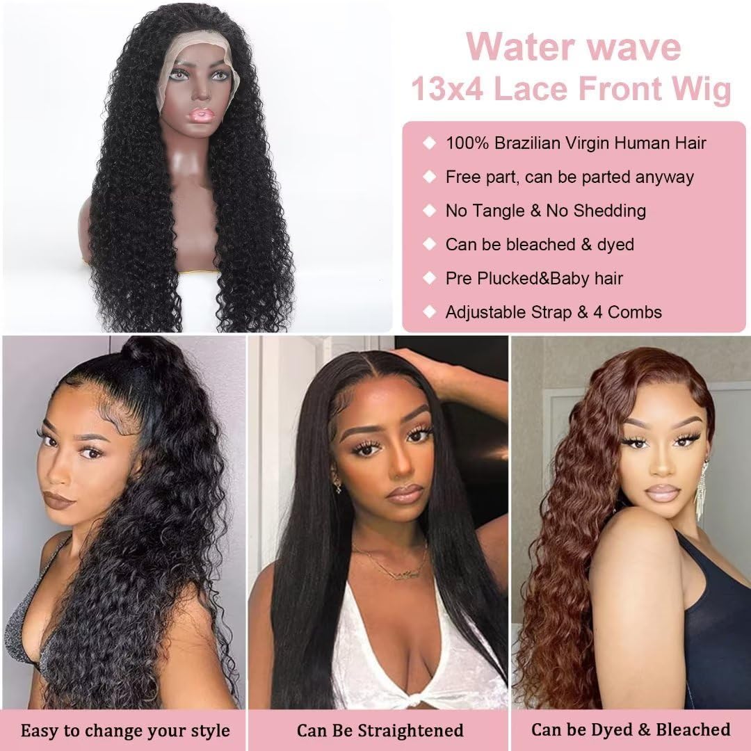 Lace Front Wigs Human Hair 180% Density 13X4 Wet And Wavy Water Curly Hd Lace Front Wigs Human Hair Wigs For Black Women Glueles