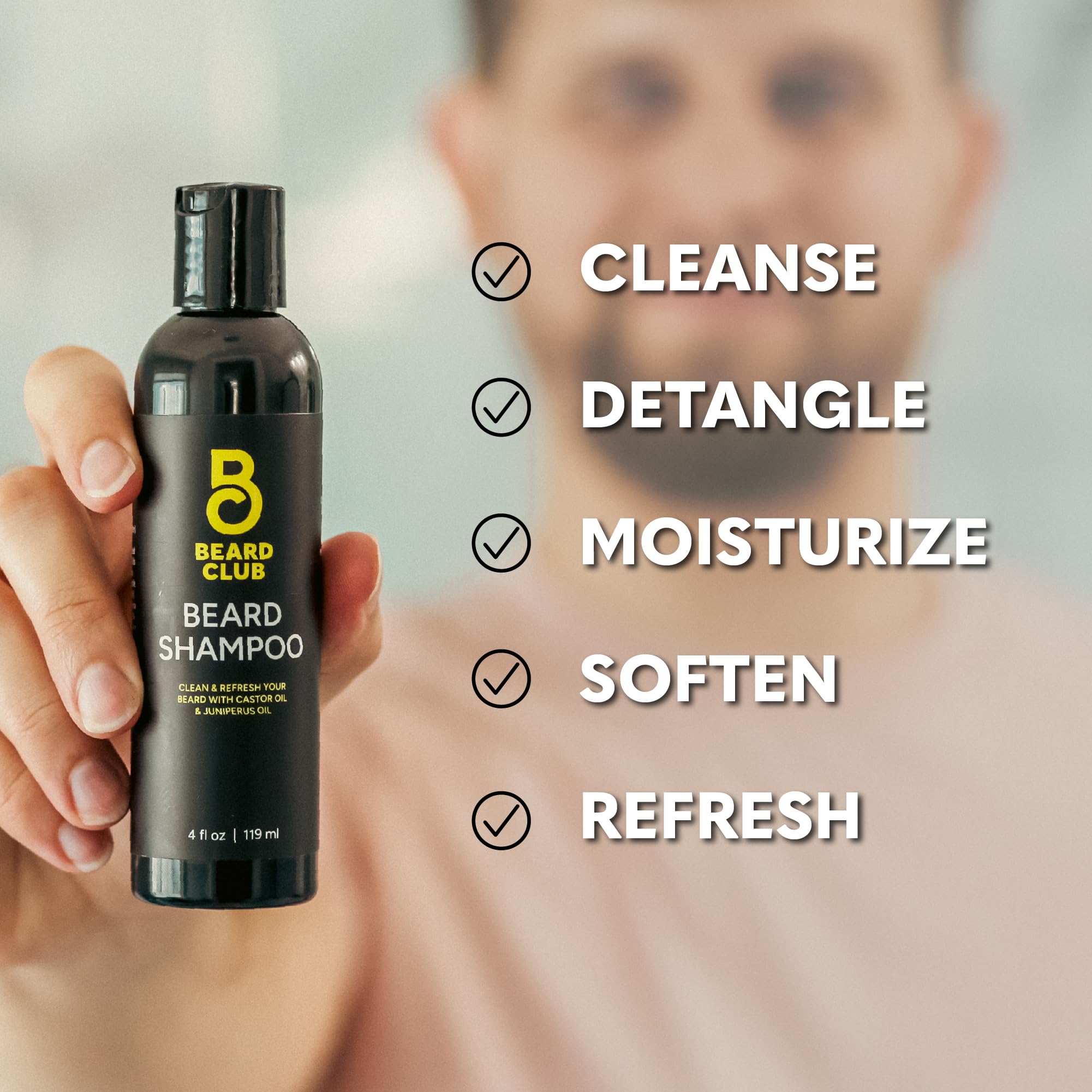 Beard Club Original Premium Beard Shampoo - Natural & Nourishing Formula For Soft, Clean & Healthy Facial Hair - Gentle On Skin
