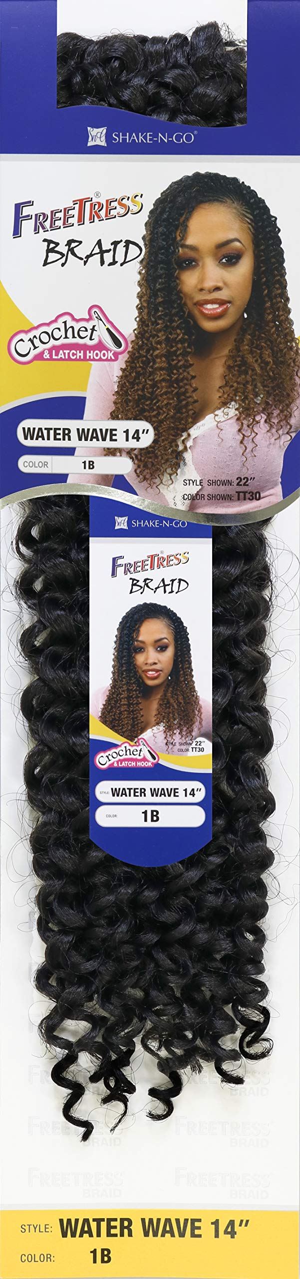 Multi Pack Deals! Freetress Crochet Braids Water Wave 14'' (5-Pack, 1B)