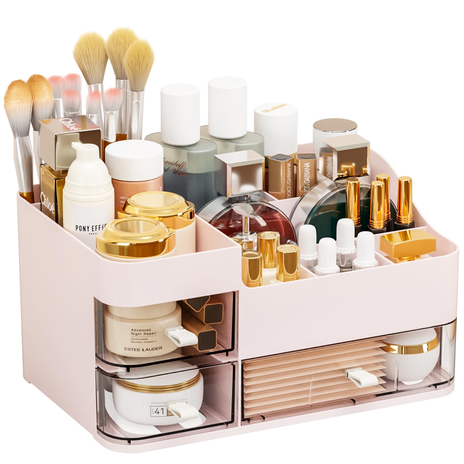 SuoXing Make Up Organizers and Storage for Counter,Big 3 Drawers Skincare Organizer and Storage,Plastic Cosmetic Storage Organiz