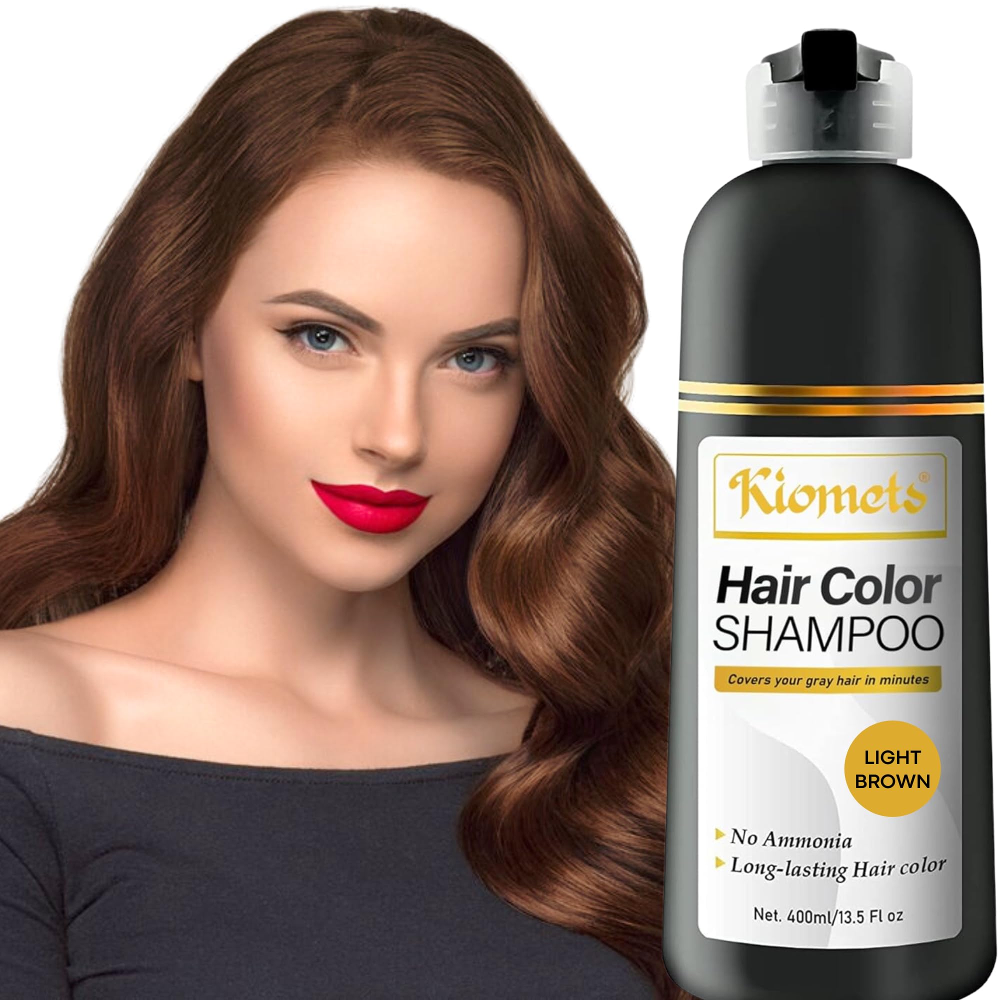 KILOMETS Light Brown Hair Dye Shampoo 3 IN 1- Hair Color Shampoo Grey Coverage in Minutes Ammonia Free Instant Coloring Gift for