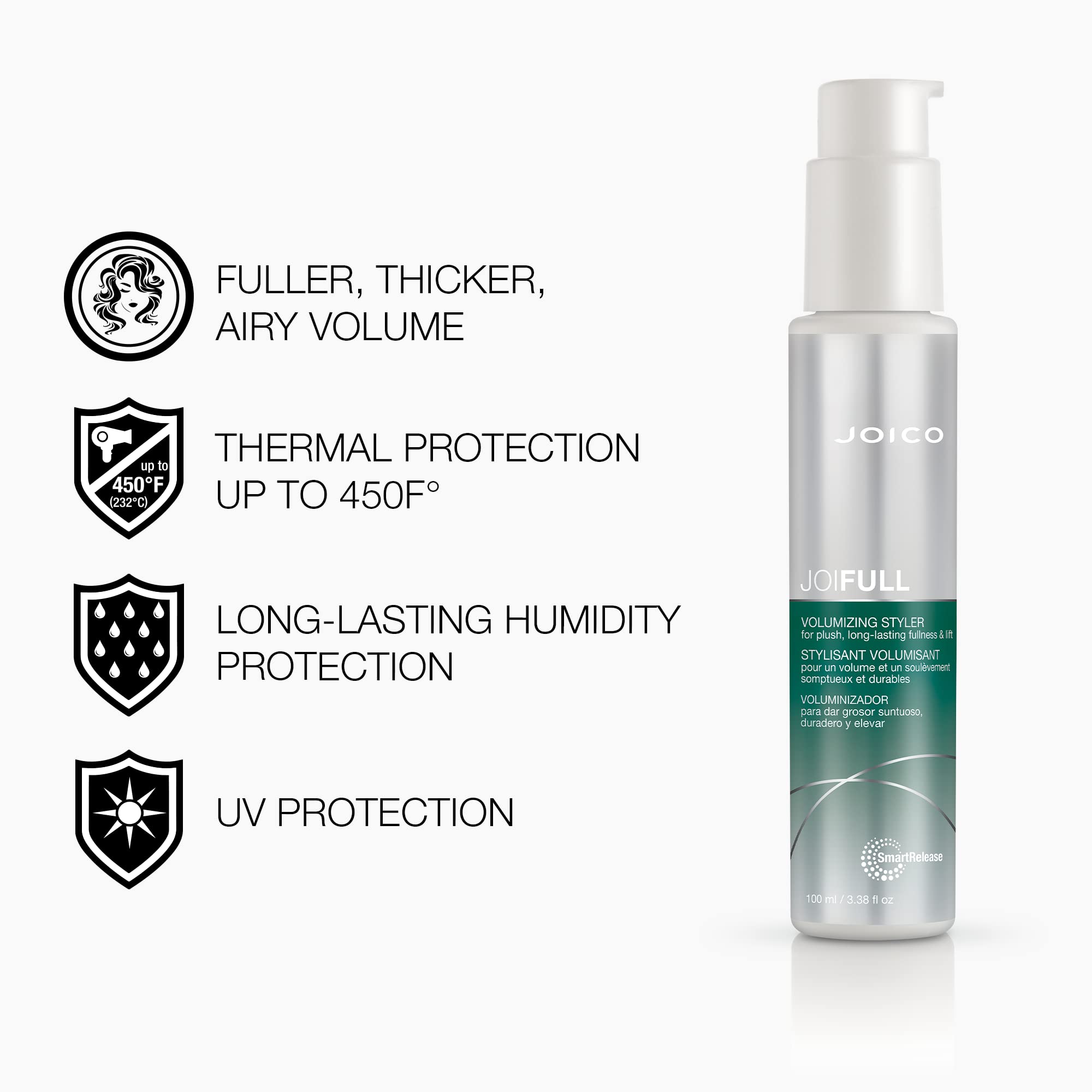 JoiFULL Volumizing Styler | For Fine, Thin Hair | Add Instant Body | Long-Lasting Volume & Texture | Protect Against Pollution |
