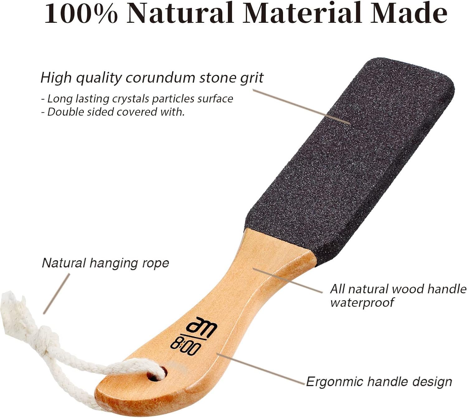 Pumice Stone Foot File (2-Pack), Wooden Handle Foot Scrubber & Callus Remover For Dry, Rough Skin And Corns Pedicure Foot Scrubb