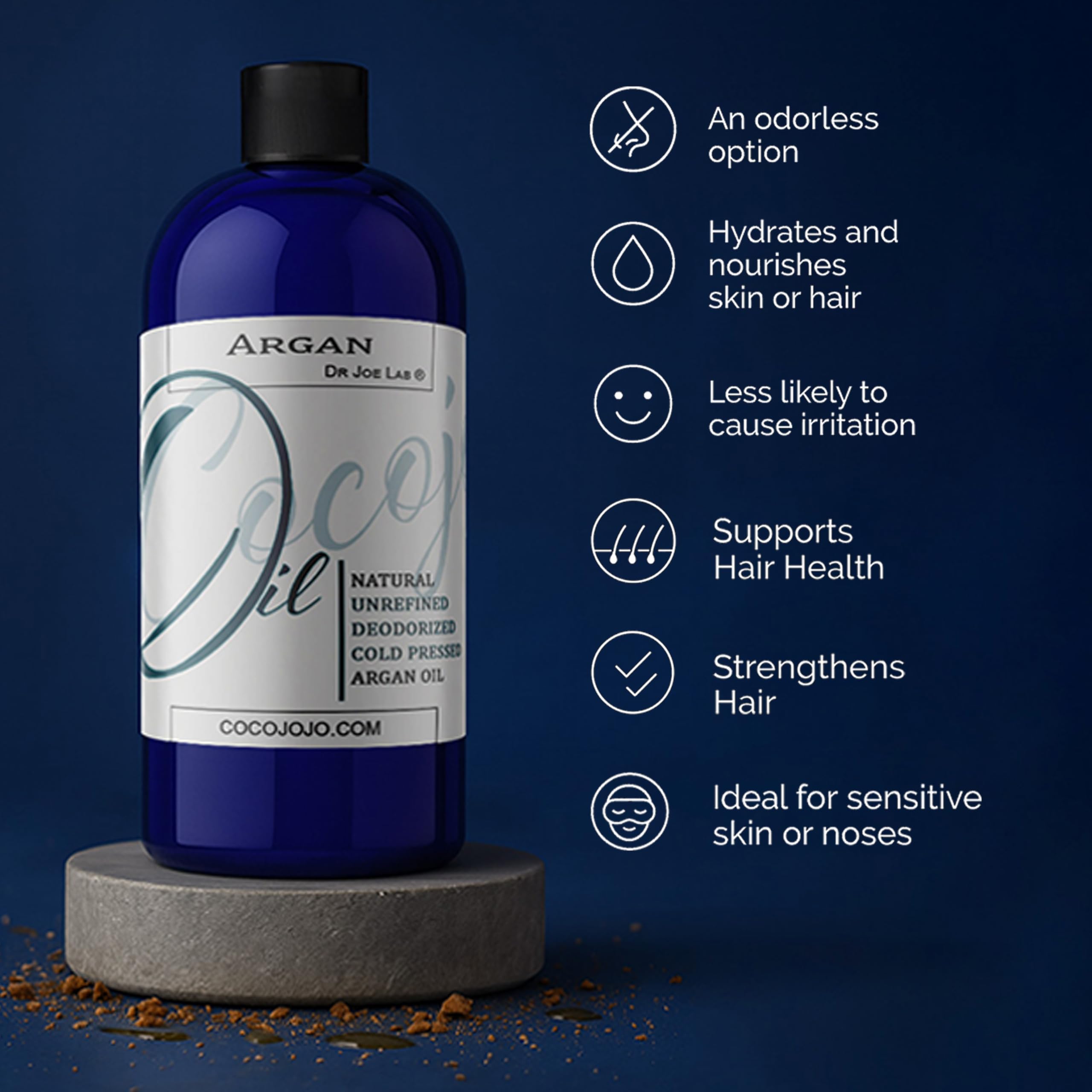 Argan Oil -Cold Pressed 16 oz Pure Natural Extra Virgin Unrefined Argan Moroccan Marrakesh Oil Moisturizer Hair Face Lips Body S