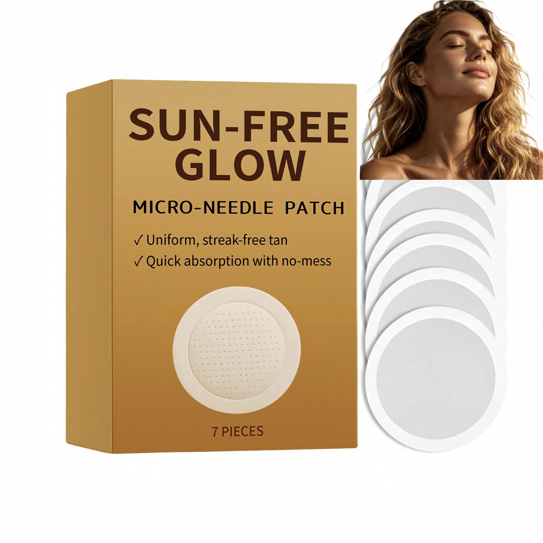 SunFree Glow Patch for Women & Men, Round MicroTip Self Tanning Tabs for Natural Bronzed Skin, Peel & Place Daily Beauty Routi