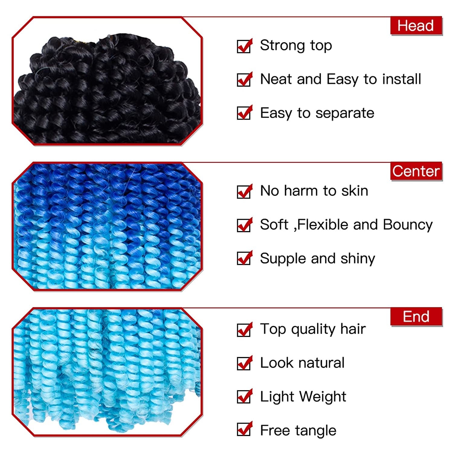 Xtrend 12 Inch 2 Packs Spring Twist Hair For Butterfly Faux Locks Crochet Braiding Hair Synthetic Fluffy Hair Extension For Blac