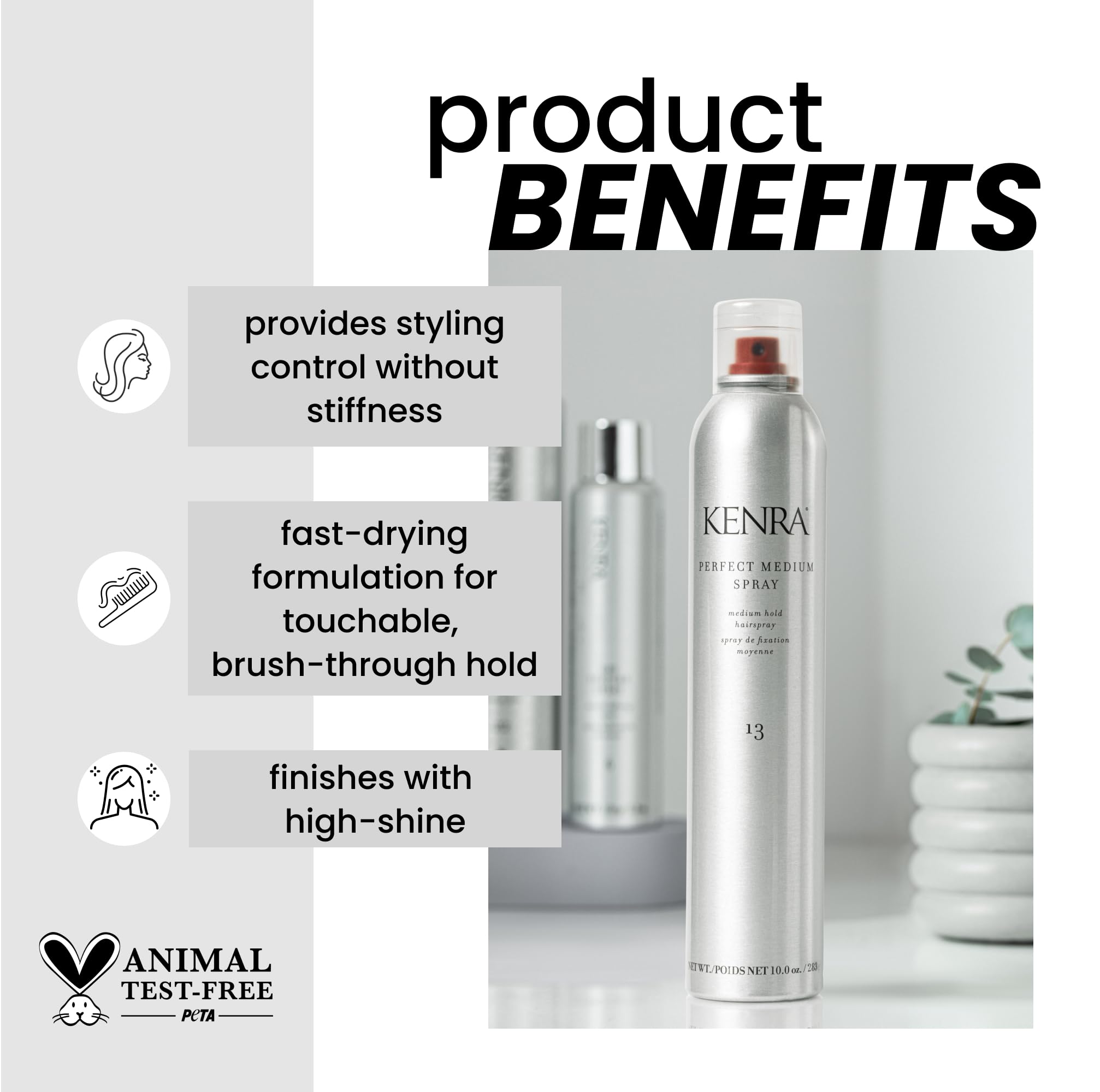 Kenra Perfect Medium Spray 13 50%  Provides Styling Control Without Stiffness  Medium Hold  Fast-Drying Formulation  High Shine