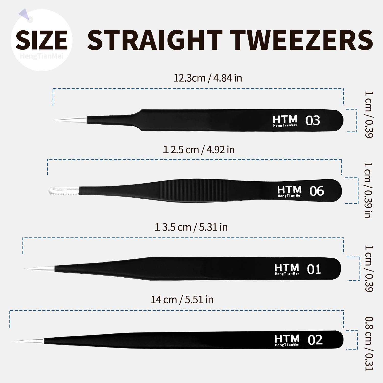Precision Craft Tweezers Set,3 Pcs Pointed Tweezers,2 Pcs Curved Tweezers,2 Pcs Precision Serrated Tweezers For Eyelash Extensio