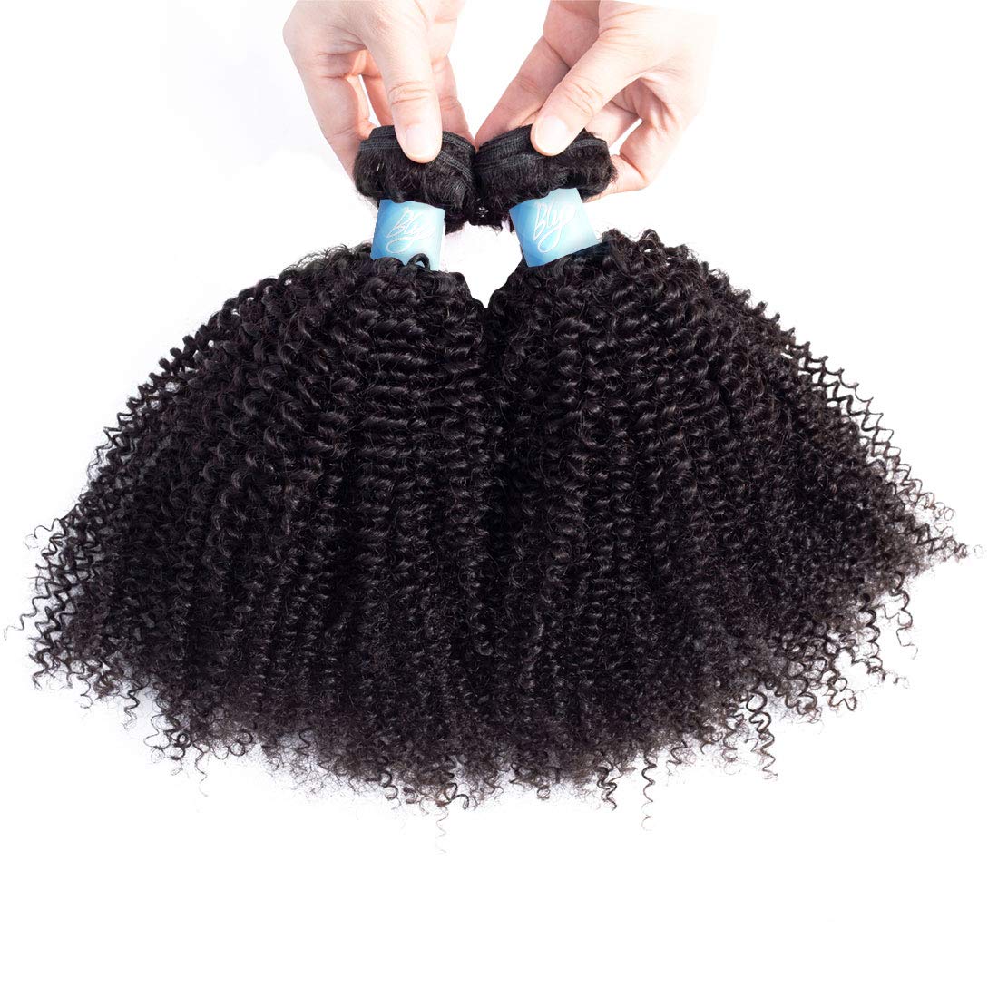 Bly Mongolian Afro Kinky Curly Boho Human Braiding Hair 3 Bundles (16 16 16Inches) Unprocessed Hair Weave Weft Big Hair For Blac