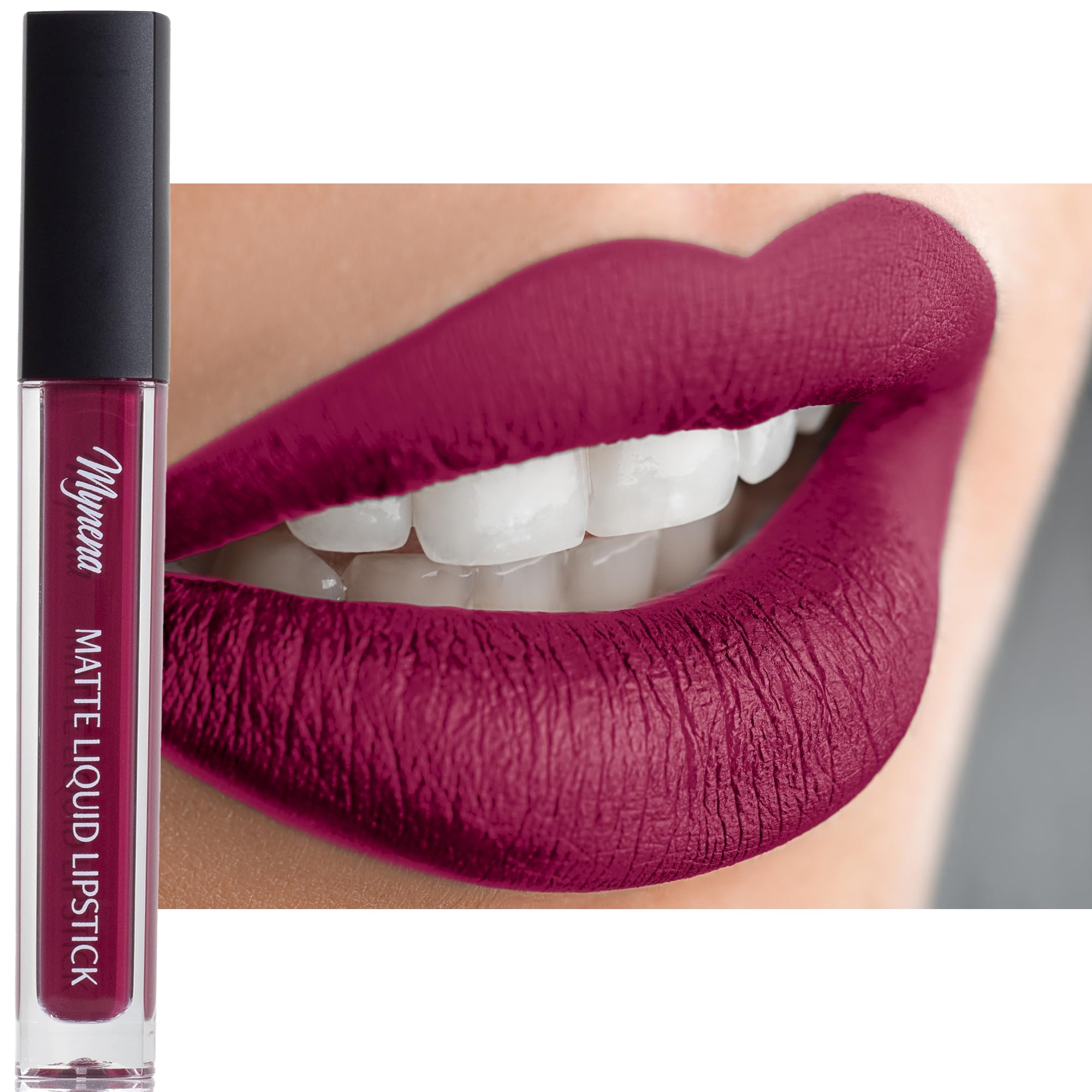 Mynena Berry Red Long-Lasting Matte Liquid Lipstick Intense Color Smudge-Proof & Waterproof Comfortable Hydrating Shea Butter Ve
