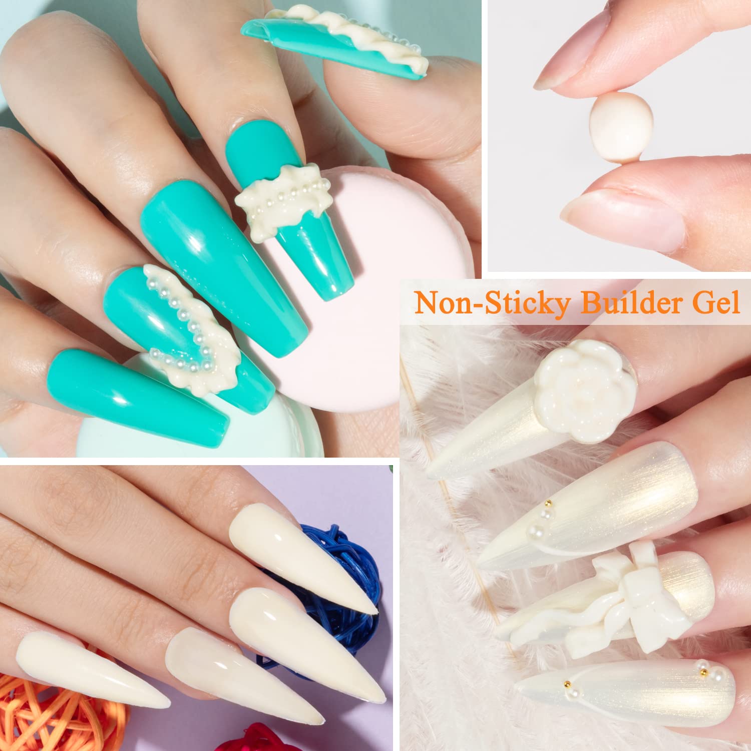 Mizhse Solid Builder Gel, Milky White Sculpting Gel Nail Extension Gel For Nail, Non-Sticky Hand Builder Gel 3D Nail Gel Carving