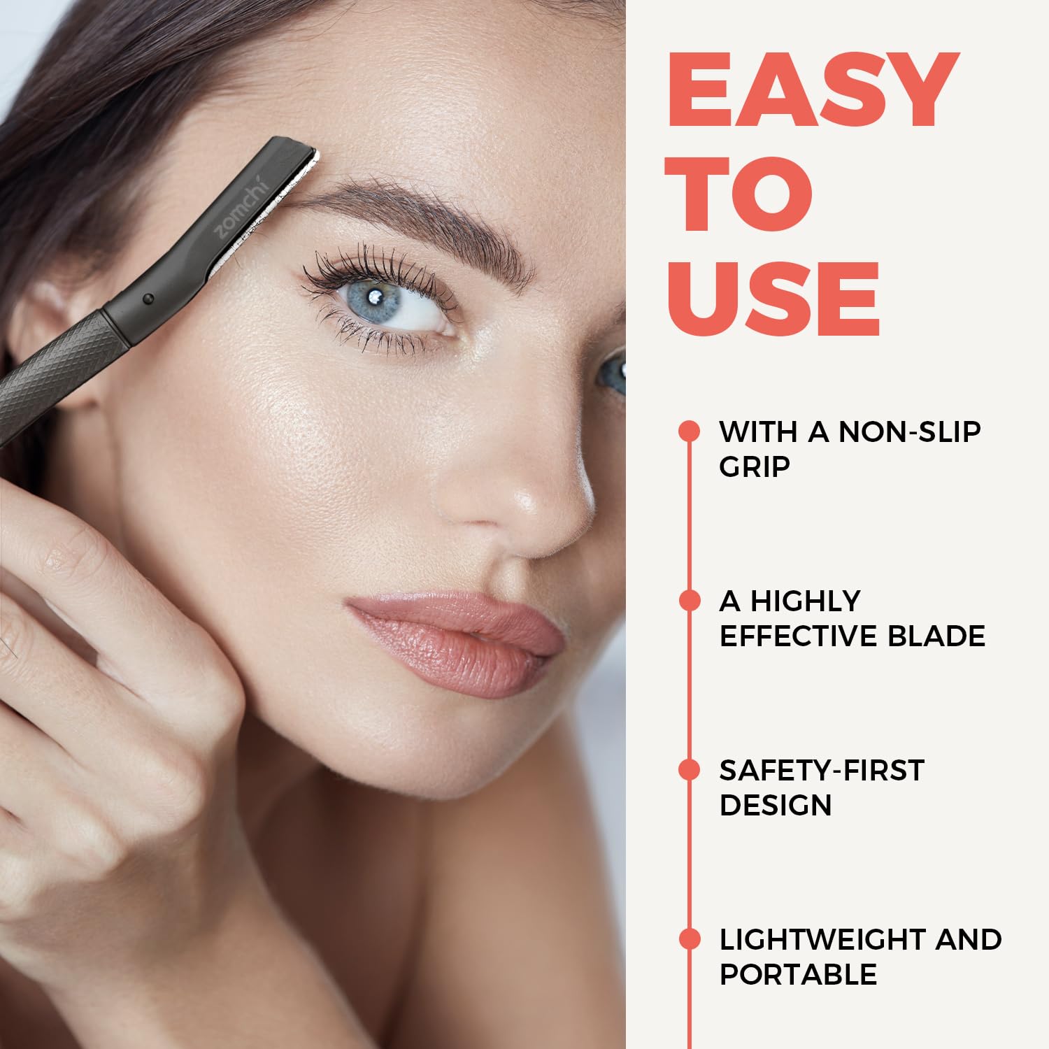 Zomchi Eyebrow Razor, Face Razors For Women&Men, Eyebrow Trimmer Shaper With Precision Cover,Facial Shaver With 6 Blades (Black)