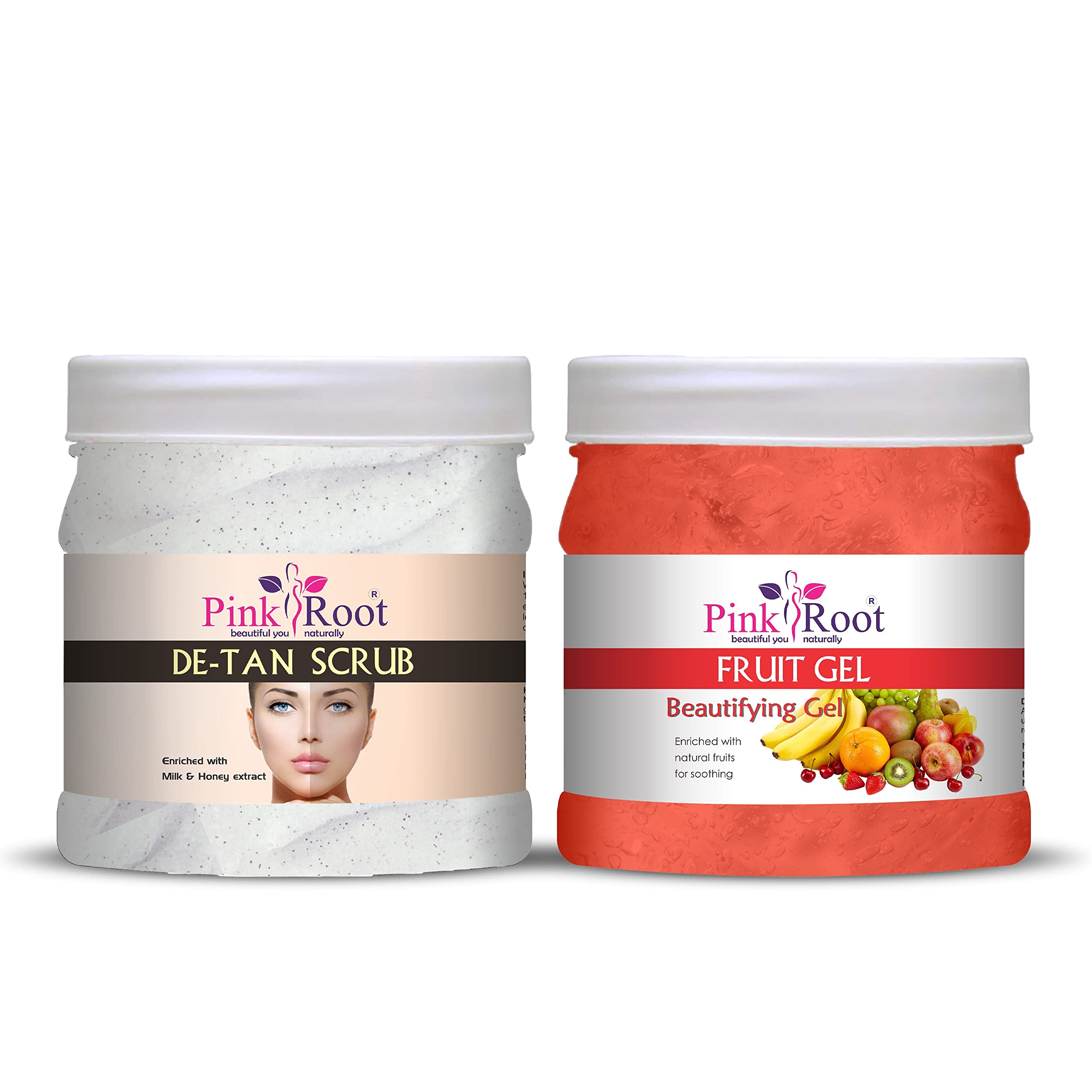 Pink Root De-Tan Scrub 500Gm With Fruit Gel 500Gm