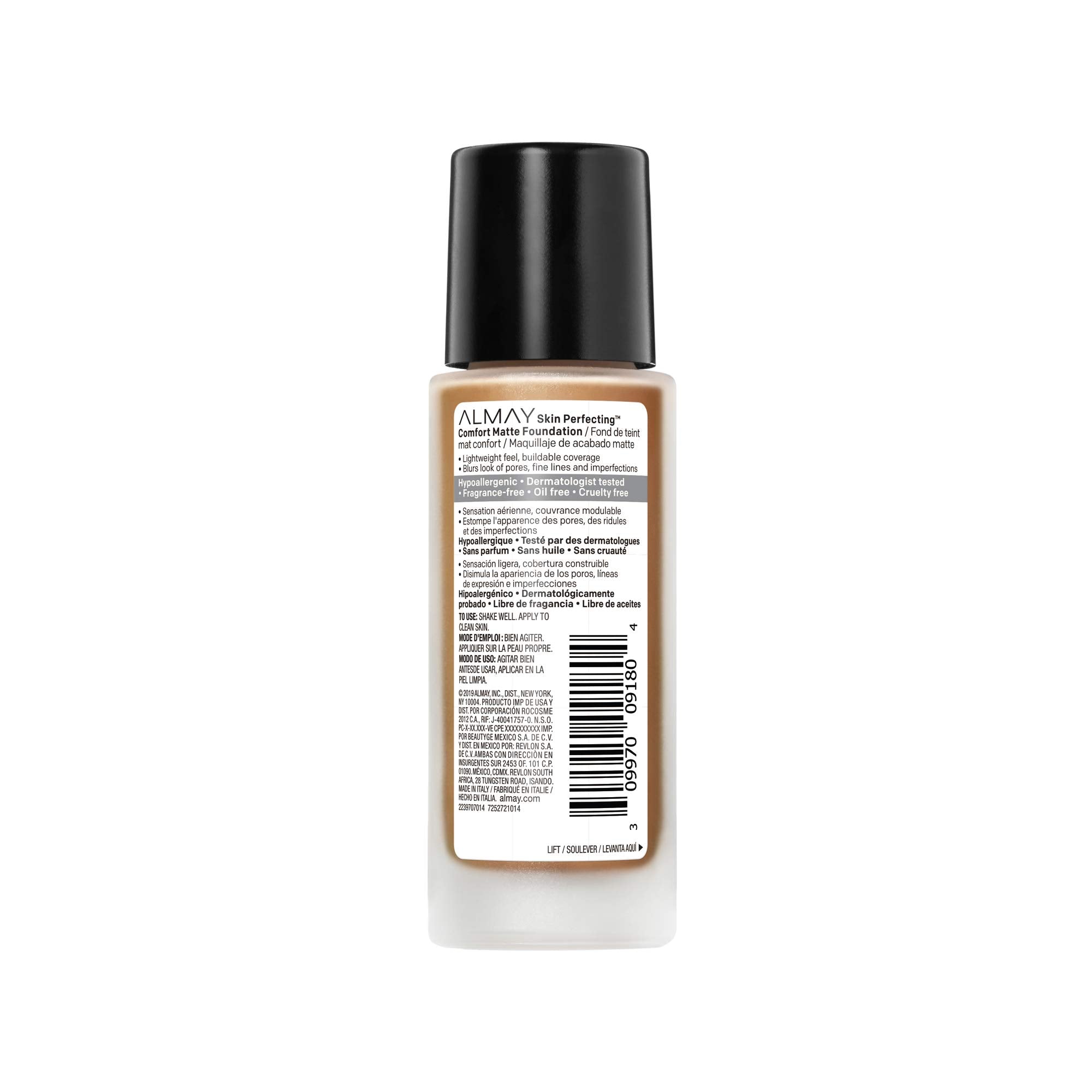 Almay Skin Perfecting Comfort Matte Foundation Liquid Makeup, Hypoallergenic, Cruelty- & Fragrance-Free, Dermatologist-Tested, 2