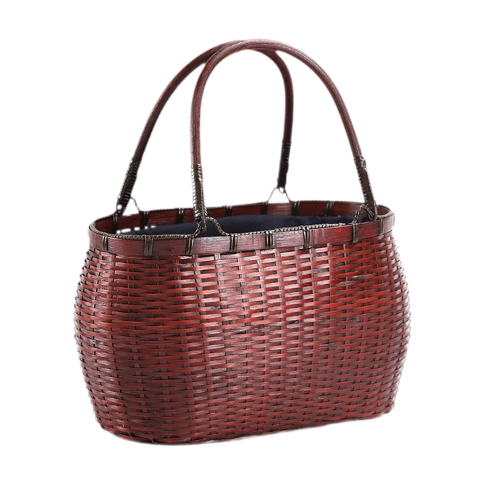 Calandis Bamboo Woven Tote Bag Lady Vintage Style Woven Basket For Work Wedding Beach Style A | Womens Handbags & Bags