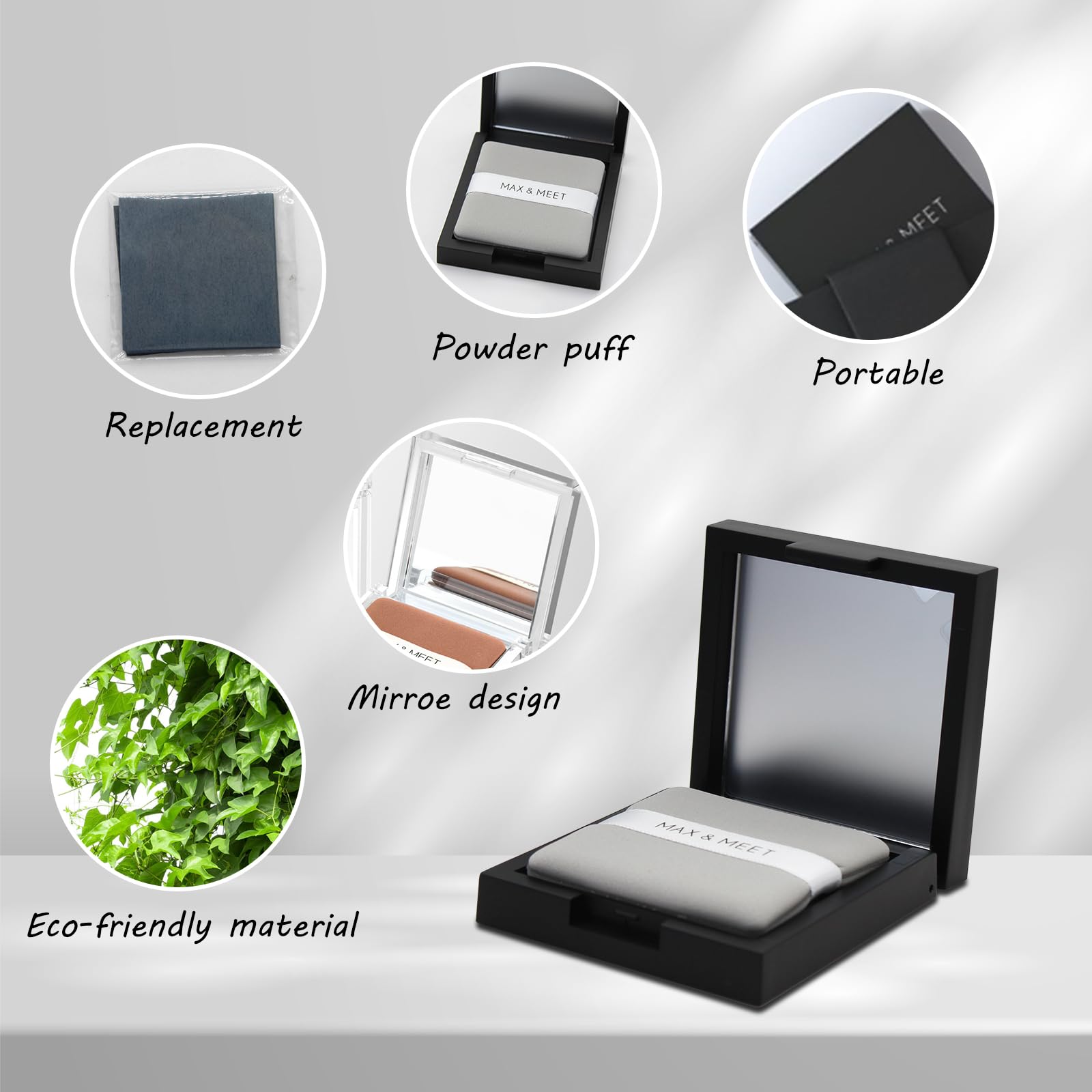 LuckyOpt 200 Face Oil Blotting Sheets with Mirror Travel Box& Puff, Linen Fiber Gentle Oil Control Film Not Destroy Base Makeup