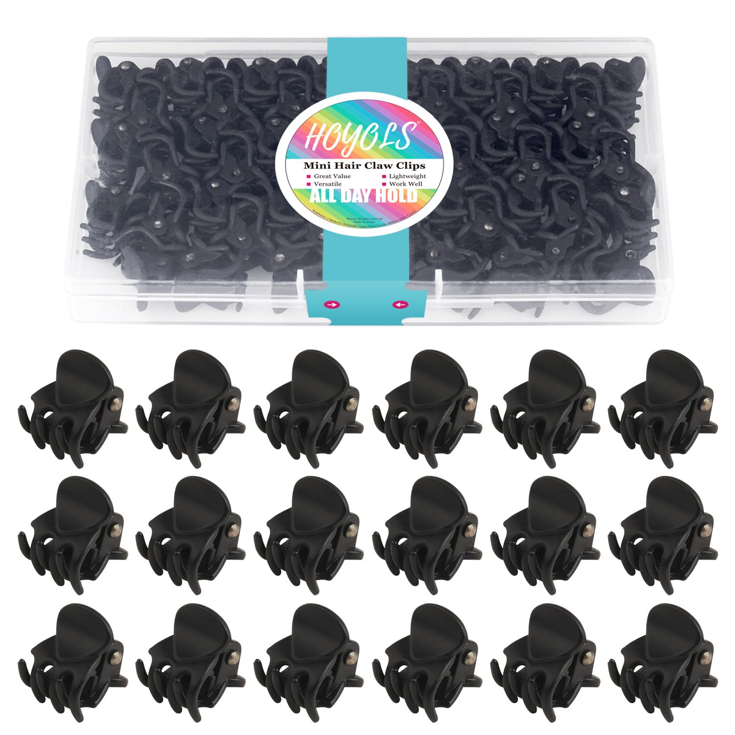 Hoyols 1/2 inch Tiny Hair Clips Black, Small Clamp Hair Claw Clips No Slip No Crease Strong Grip for Women Girls Men Fine Medium