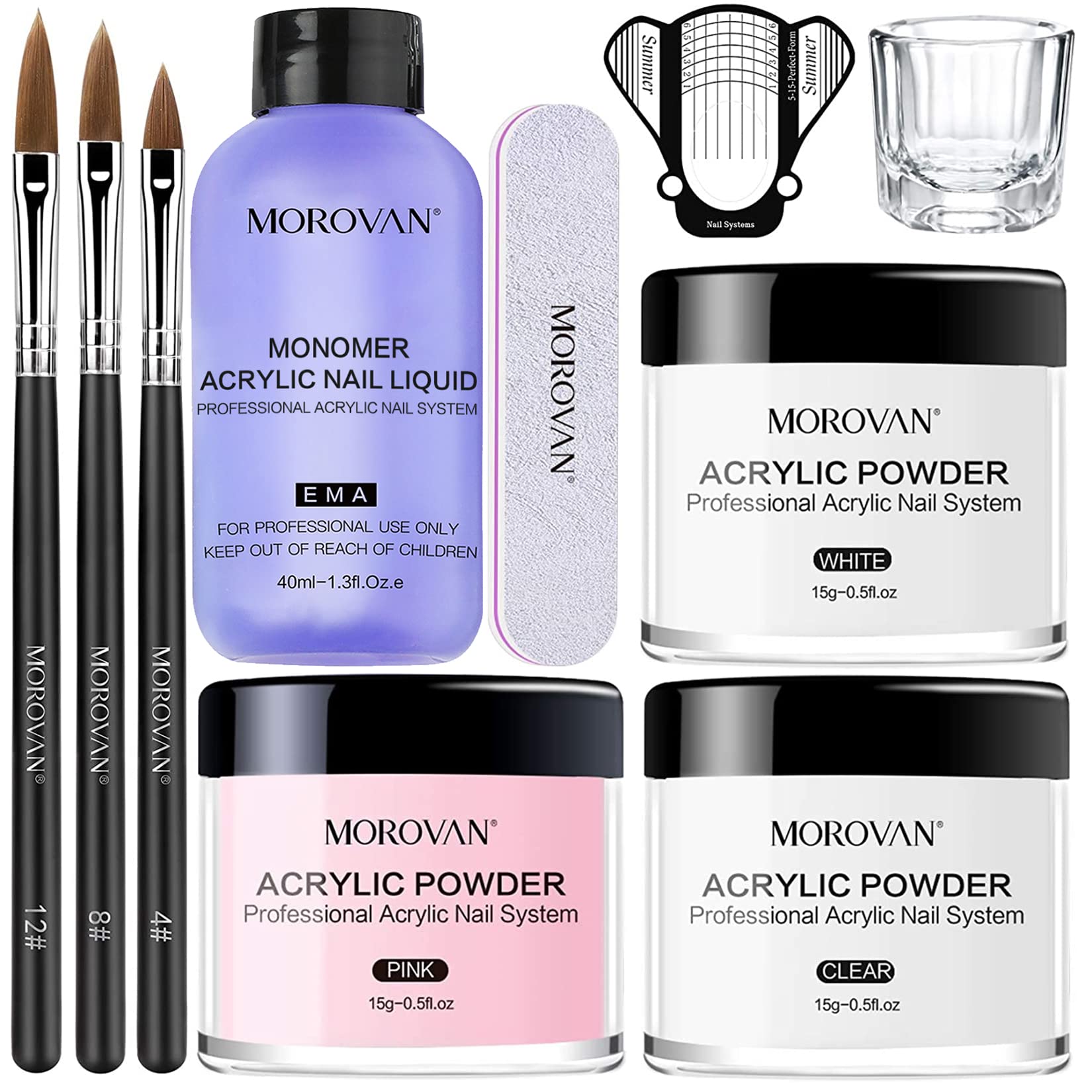 Morovan Acrylic Nail Kit - Acrylic Powder And Professional Acrylic Liquid Set For Acrylic Nails Extension For Beginner Diy At Ho