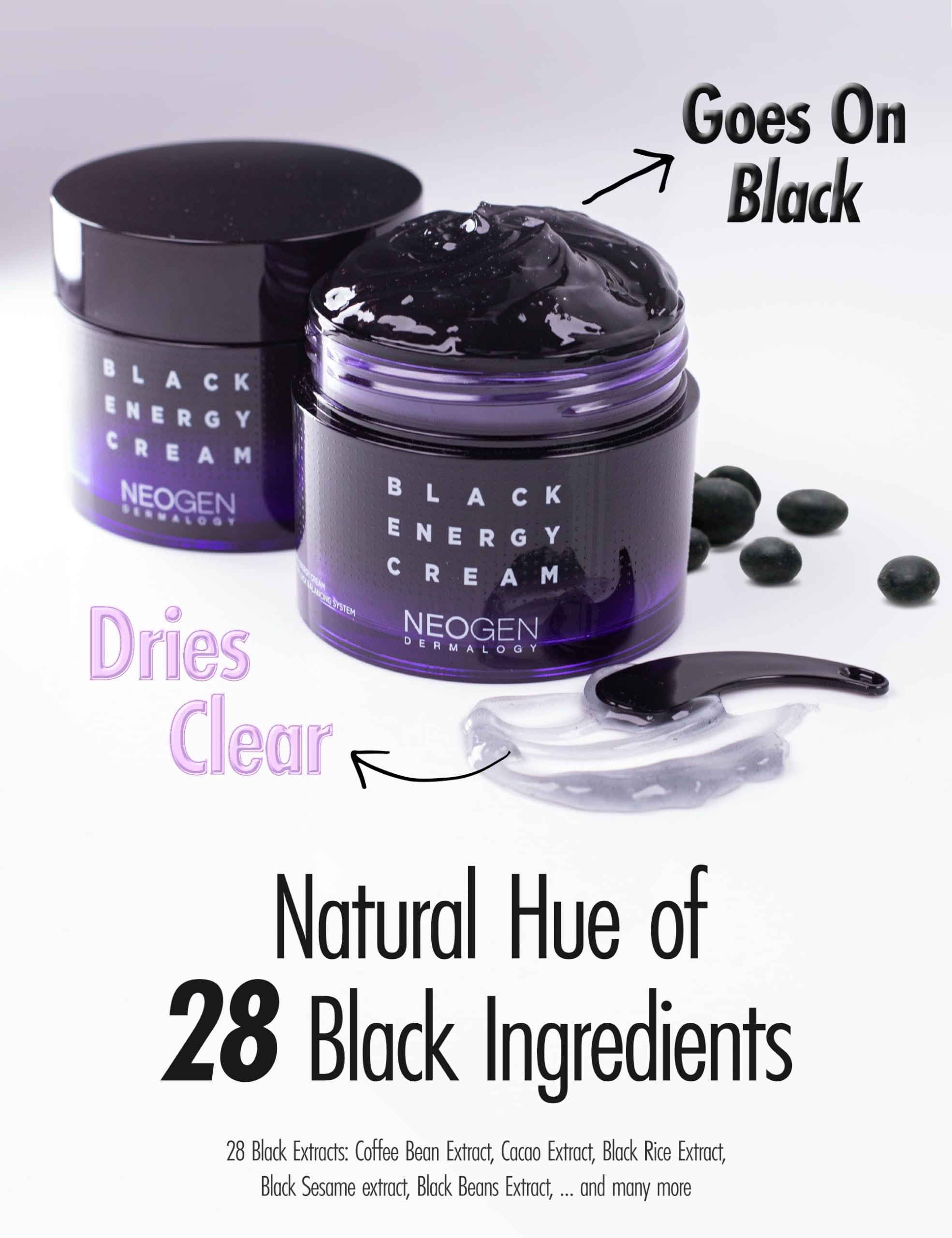 [K-Beauty] Neogen Dermalogy Black Energy Cream | Revitalizing & Nourishing Gel Moisturizer Sleep Mask Facial Cream w/Plant-Deriv