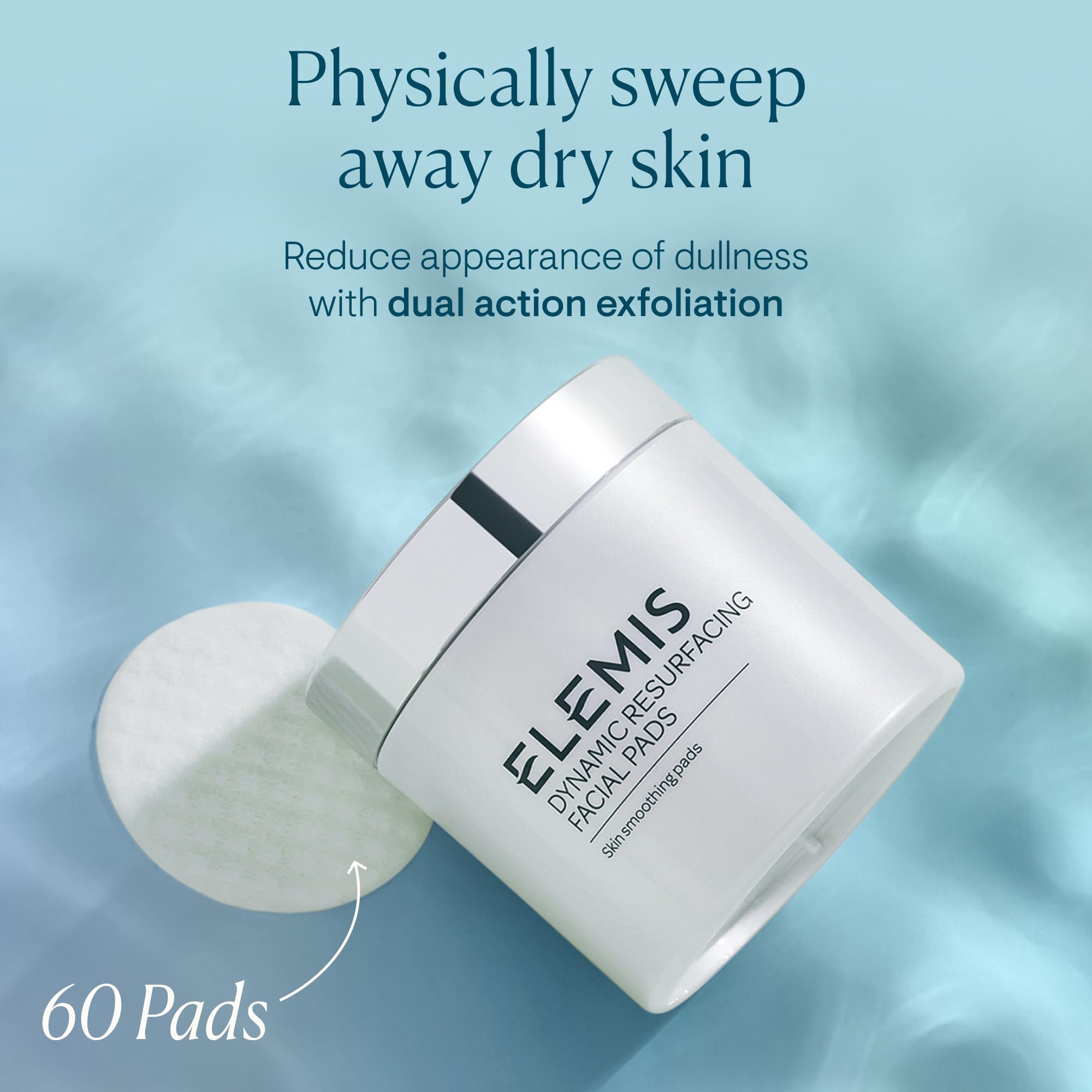 ELEMIS Dynamic Resurfacing Exfoliating Pads, 60 Count, Chemical Peel Toner, White, Model 50053
