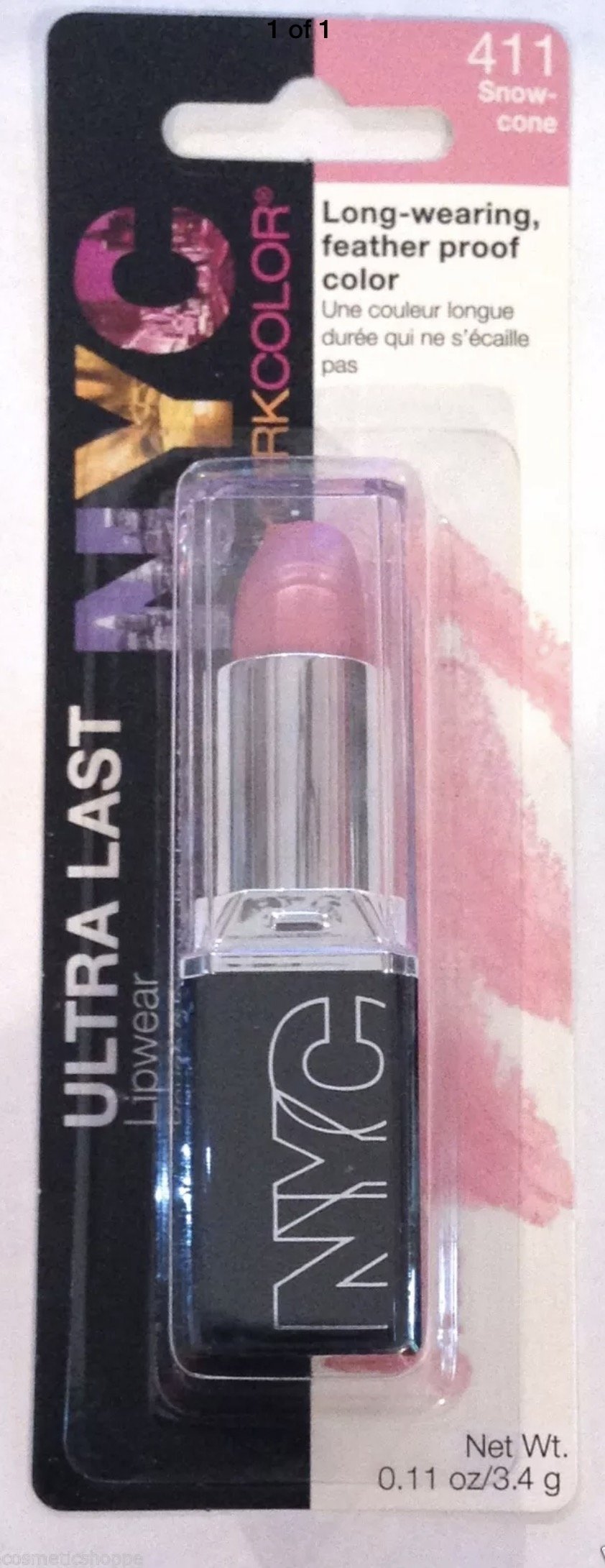 NYC Ultra Last LIpwear, 411 Snowcone, 0.11 Oz